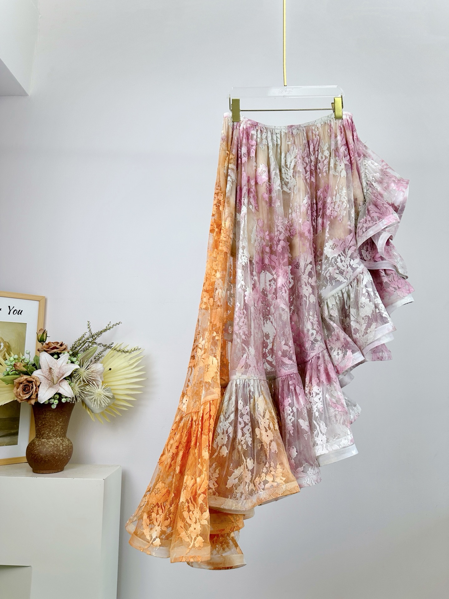 Bagsaaa Zimmermann asymmetrical tiered lace skirt