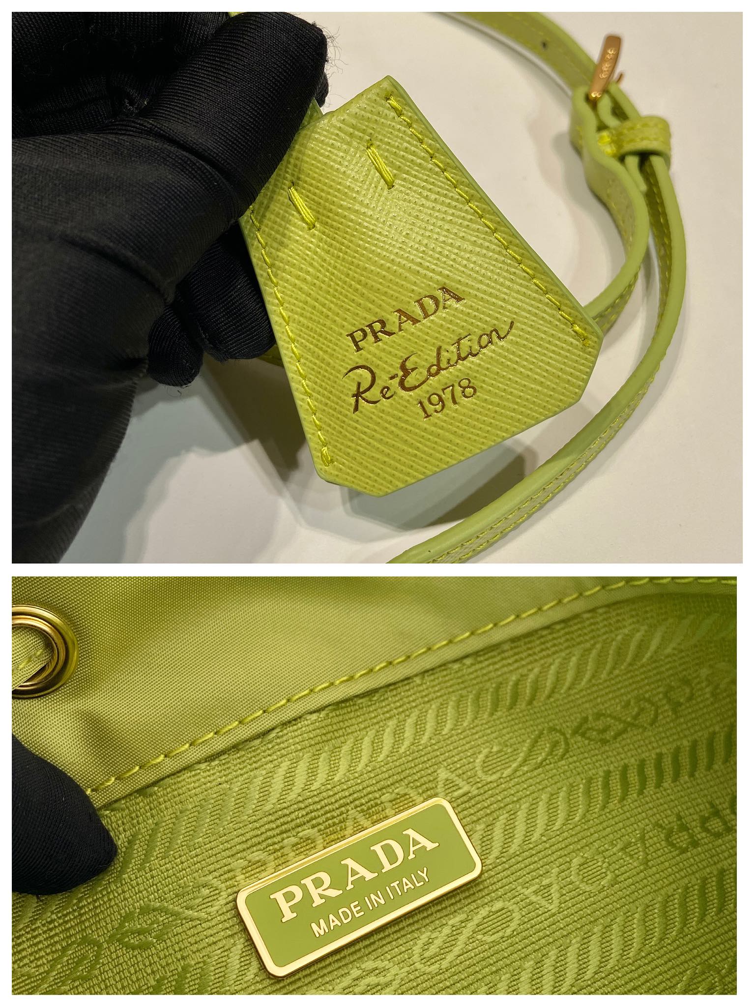 Bagsaaa Pra*a Re-Edition 1978 mini Re-Nylon bag in green - 19.5cm