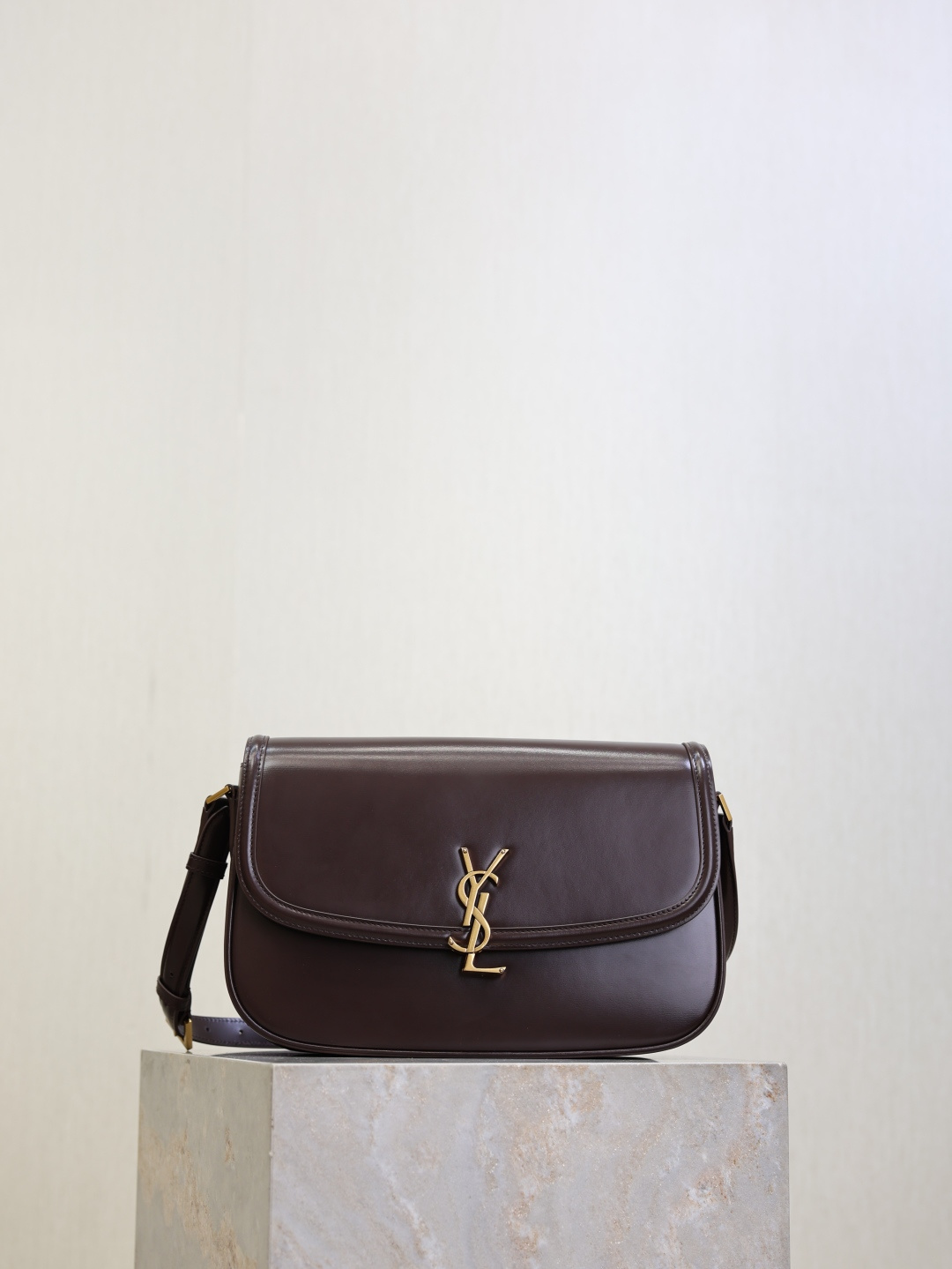 Bagsaaa Y51 Sa1nt Lau*nt Solferino medium shoulder bag in box leather dark brown - 29cm