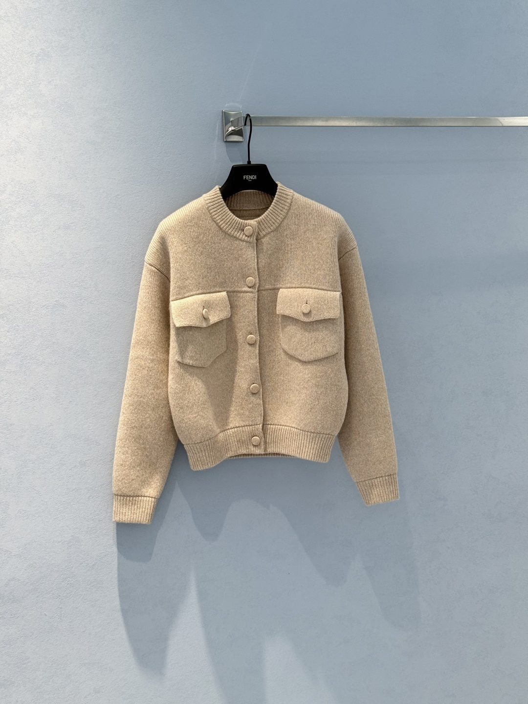 Bagsaaa F**di beige wool cardigan with pockets