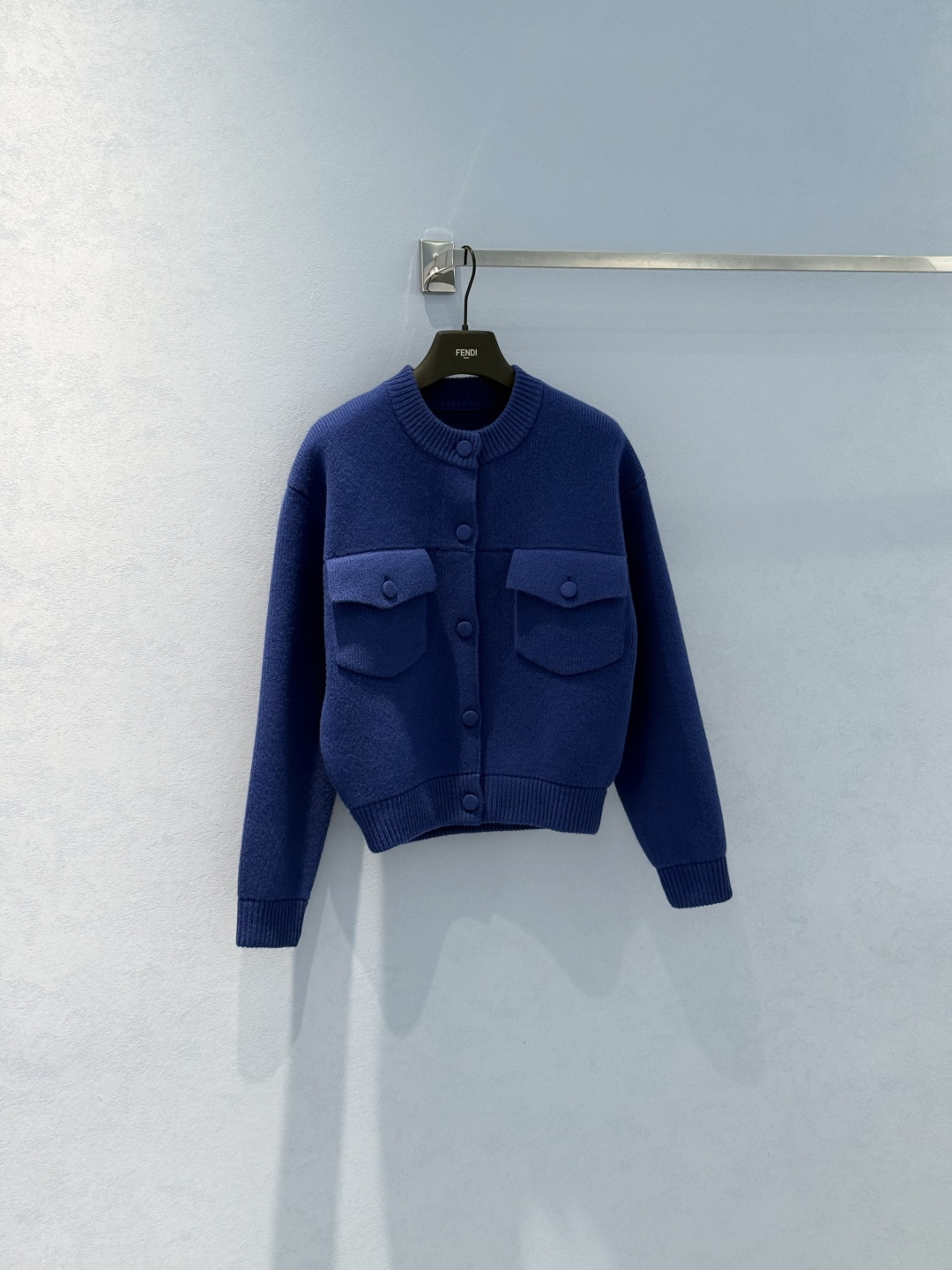 Bagsaaa F**di blue wool cardigan with pockets