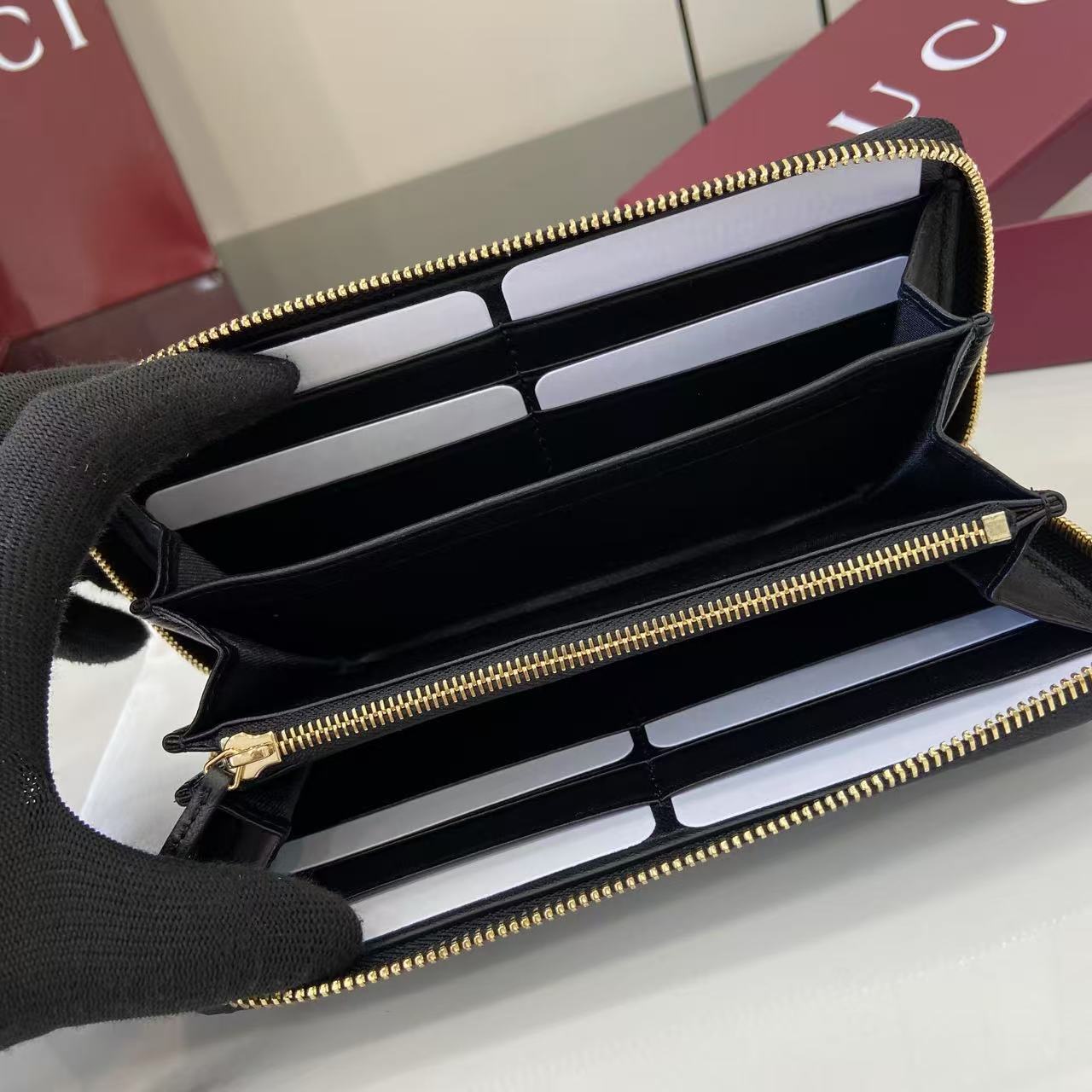 Bagsaaa Gvc*1 GG Marmont zip around wallet 837758 black - 19cm