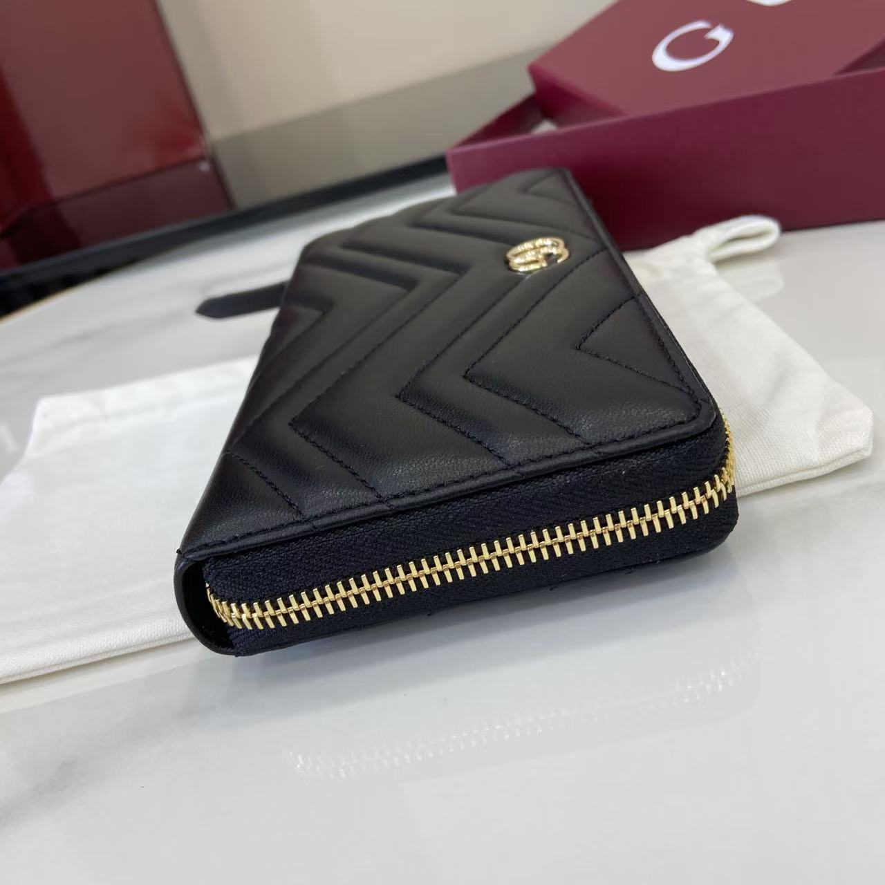 Bagsaaa Gvc*1 GG Marmont zip around wallet 837758 black - 19cm