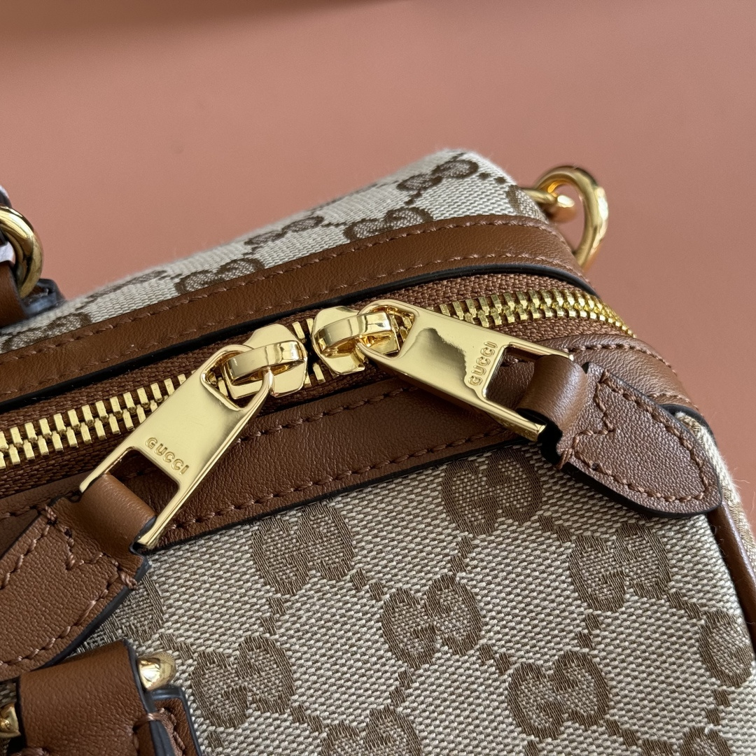 Bagsaaa Gvc*1 Ophidia medium boston bag 857595 beige and brown - 30cm