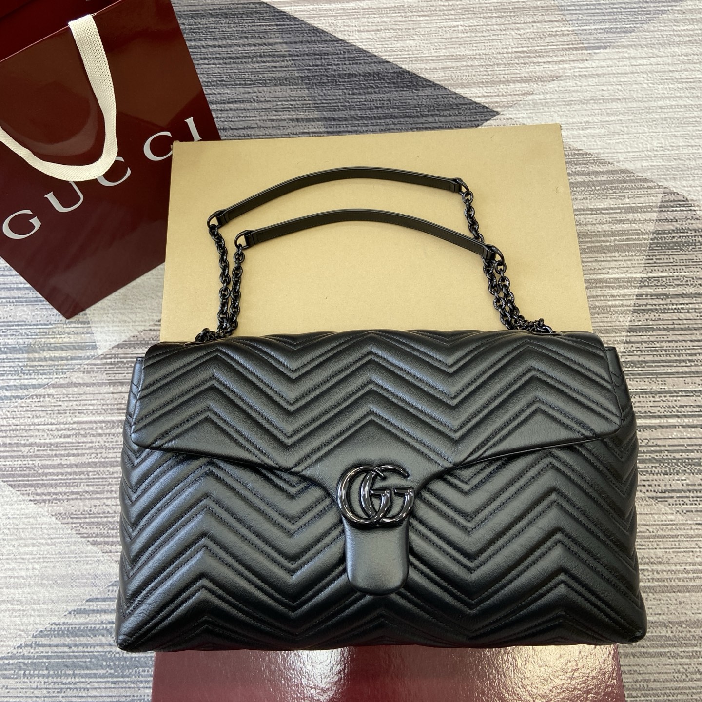 Bagsaaa Gvc*1 GG Marmont large shoulder bag 850659 black - 37.5cm