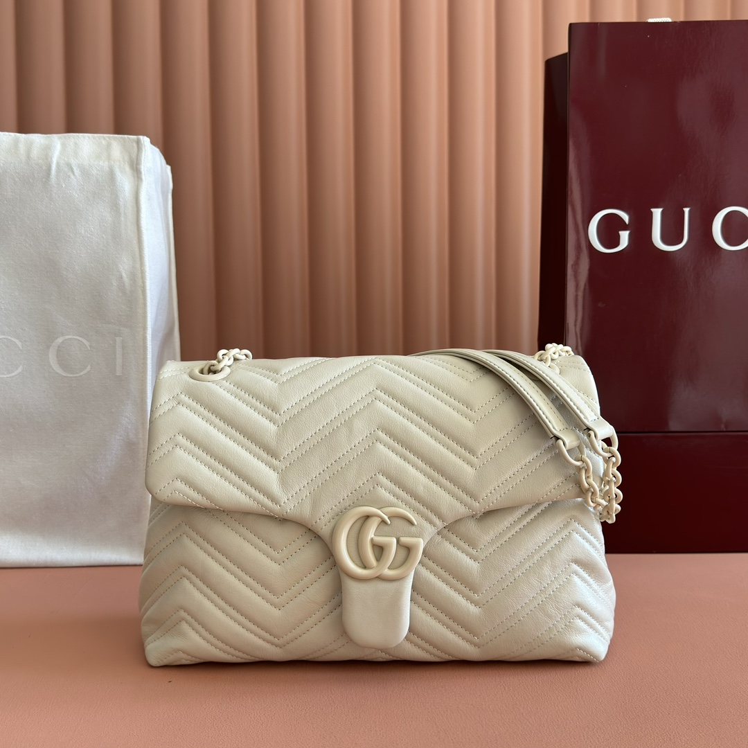 Bagsaaa Gvc*1 GG Marmont medium shoulder bag 850676 ivory - 31cm