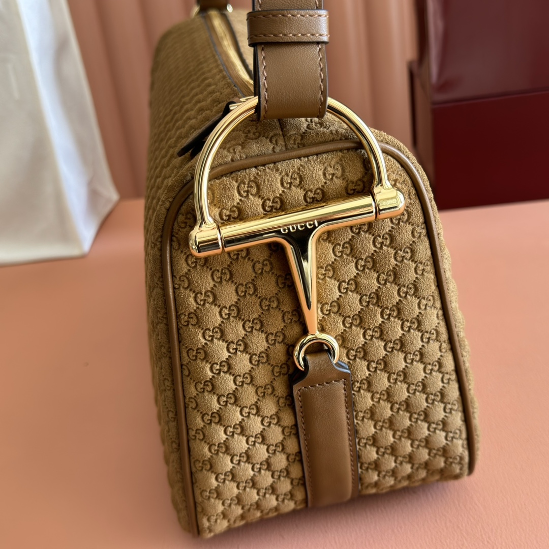 Bagsaaa Gvc*1 Half Horsebit large shoulder bag 862530 brown suede - 38cm
