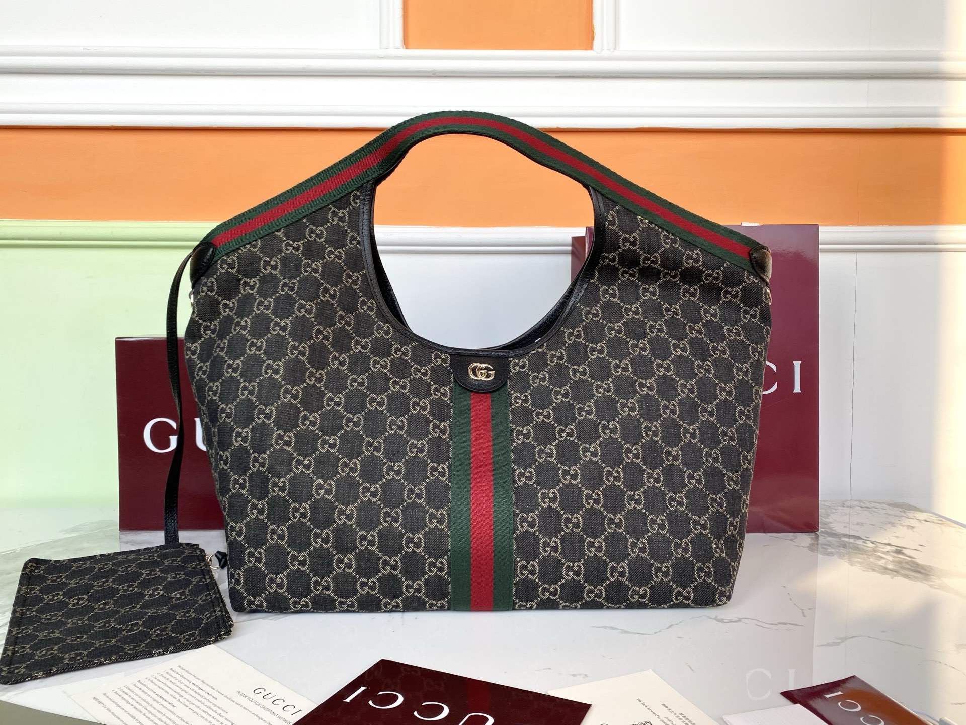 Bagsaaa Gvc*1 Giglio large tote bag 853971 black denim - 42 (60)cm