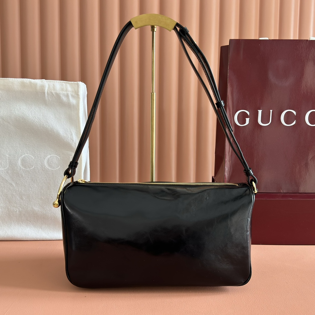 Bagsaaa Gvc*1 Half Horsebit medium shoulder bag 860787 black - 31.5cm