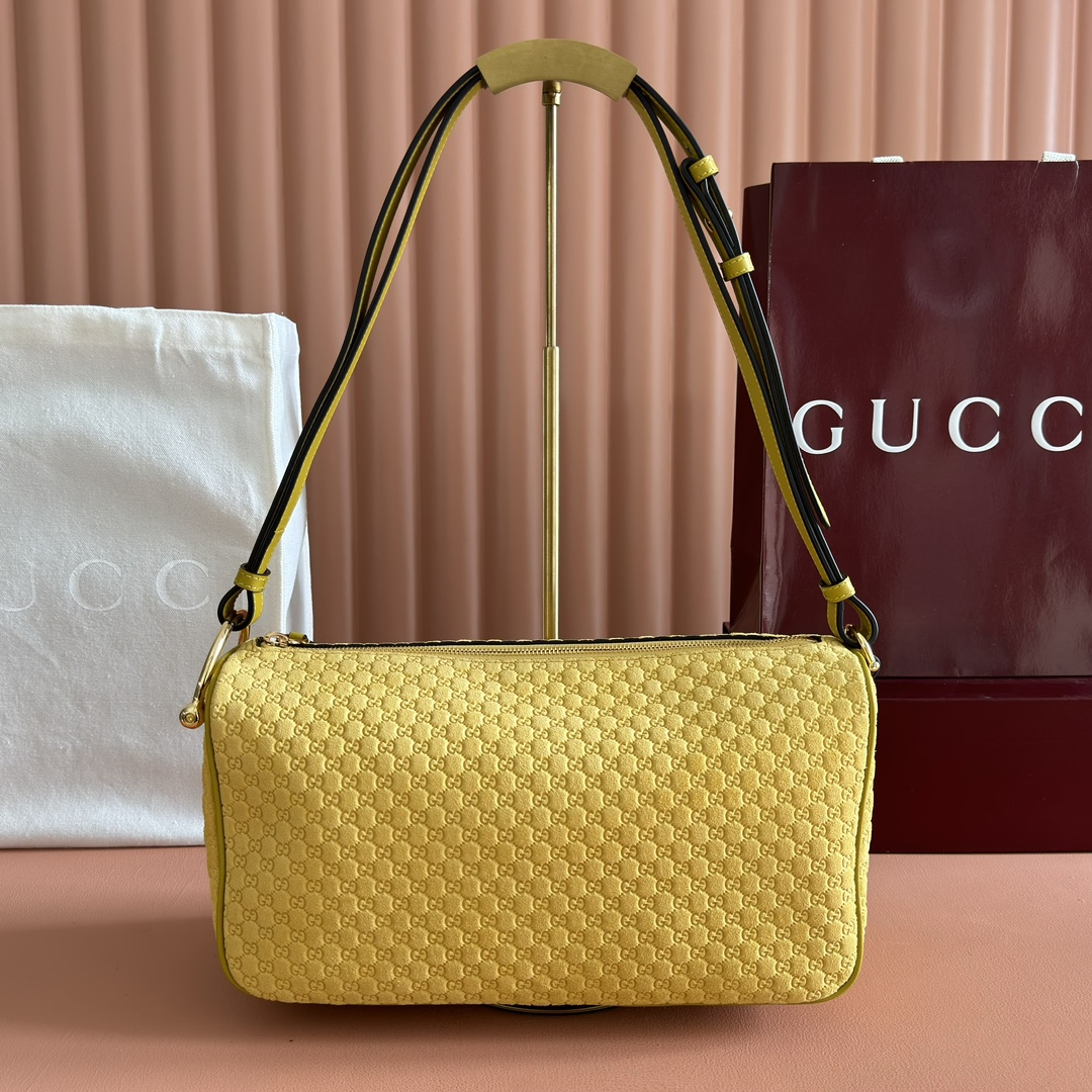 Bagsaaa Gvc*1 Half Horsebit medium shoulder bag 860787 yellow suede - 31.5cm