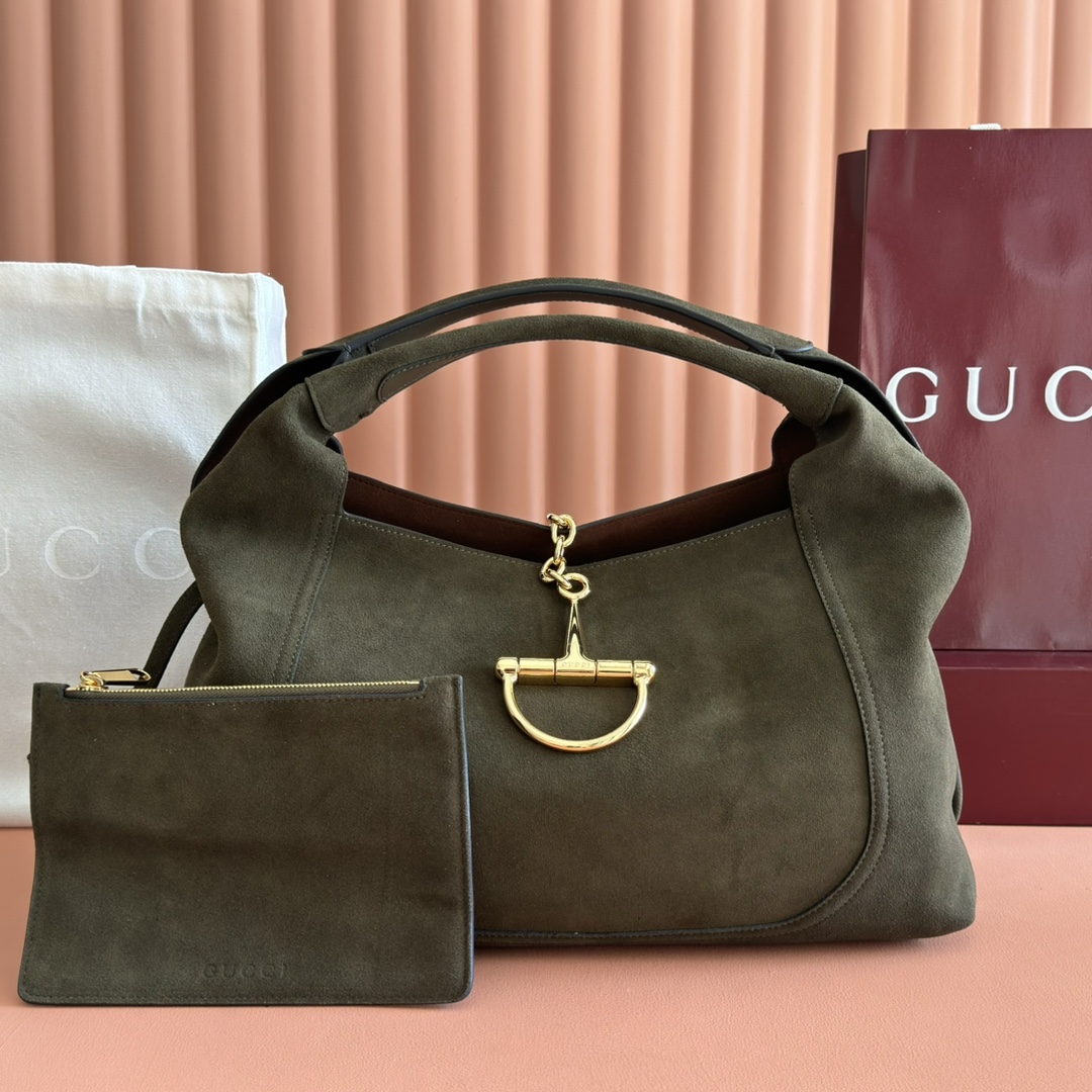 Bagsaaa Gvc*1 Softbit maxi shoulder bag 837466 green suede - 46cm