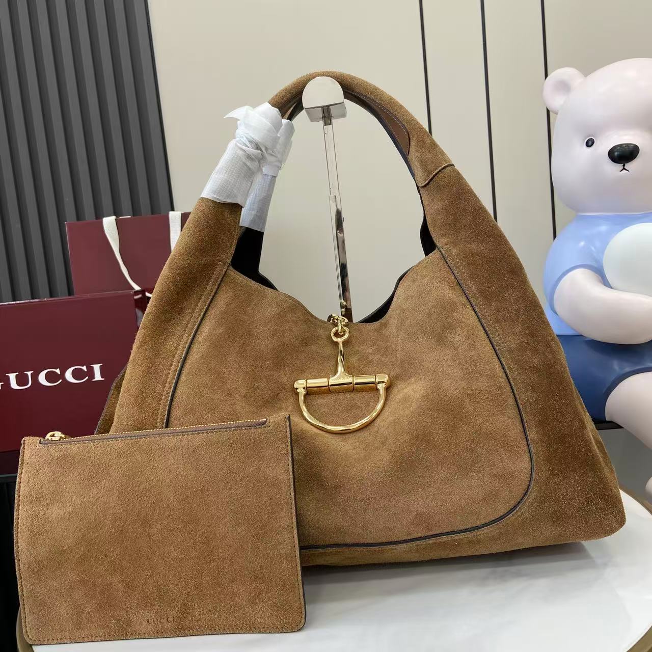 Bagsaaa Gvc*1 Softbit maxi shoulder bag 837466 brown suede - 46cm