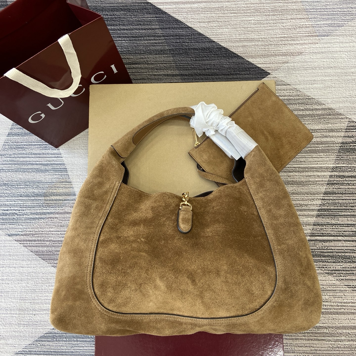 Bagsaaa Gvc*1 Softbit maxi shoulder bag 837466 brown suede - 46cm