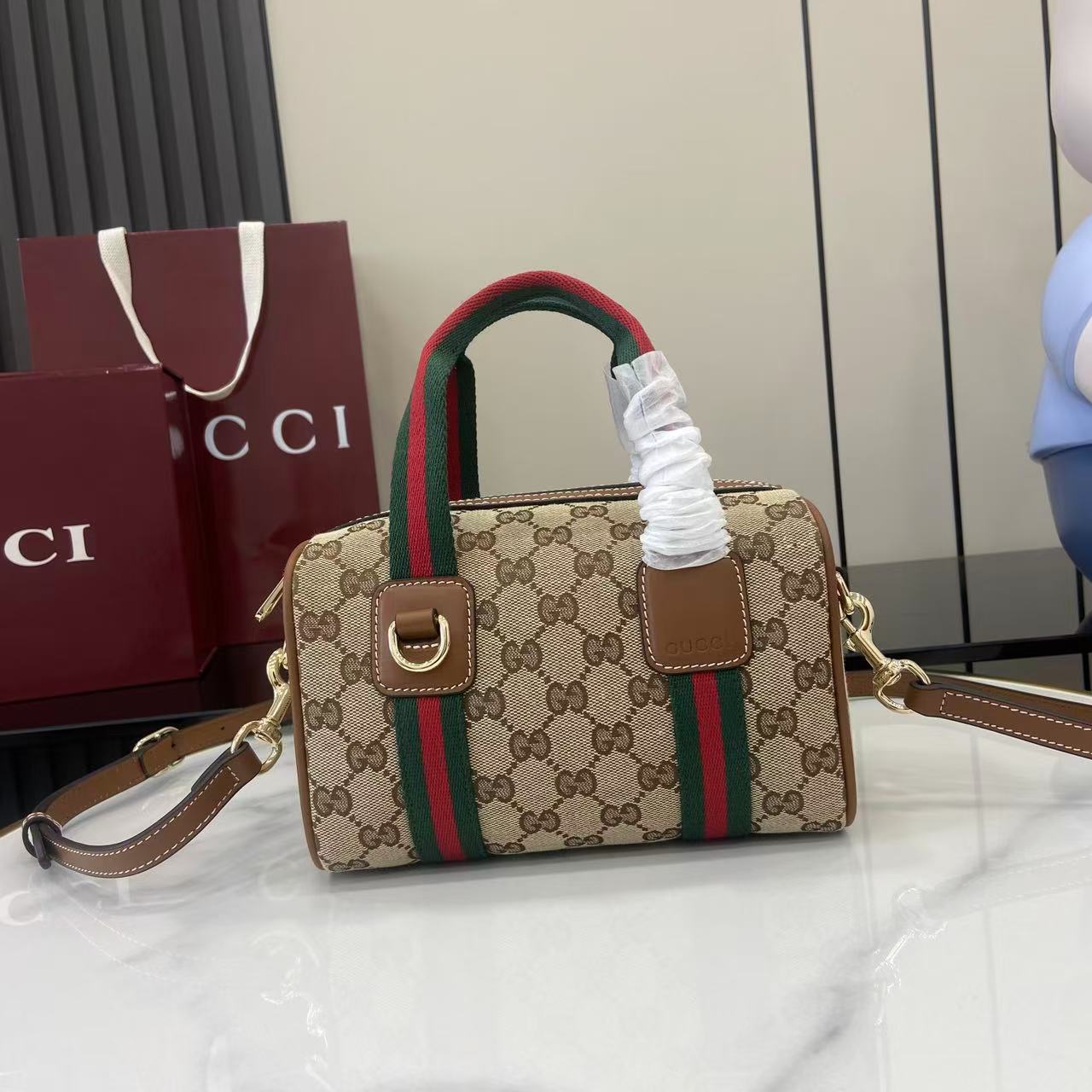 Bagsaaa Gvc*1 Mini GG handbag 859975 beige and brown GG canvas - 20cm