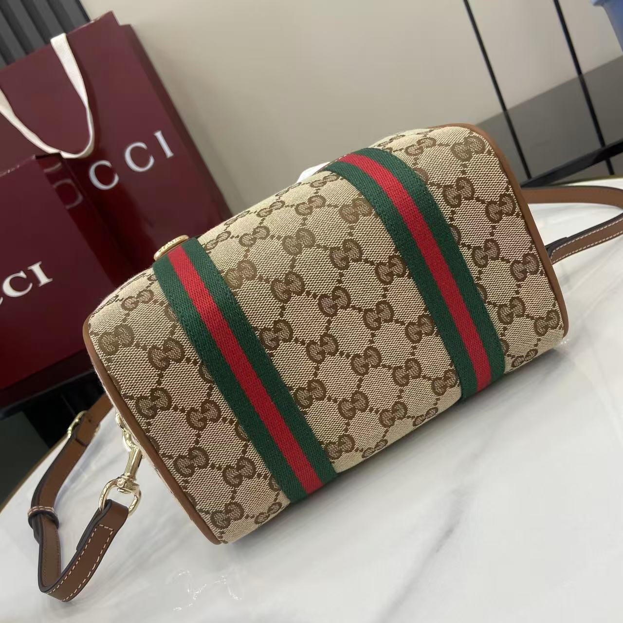 Bagsaaa Gvc*1 Mini GG handbag 859975 beige and brown GG canvas - 20cm