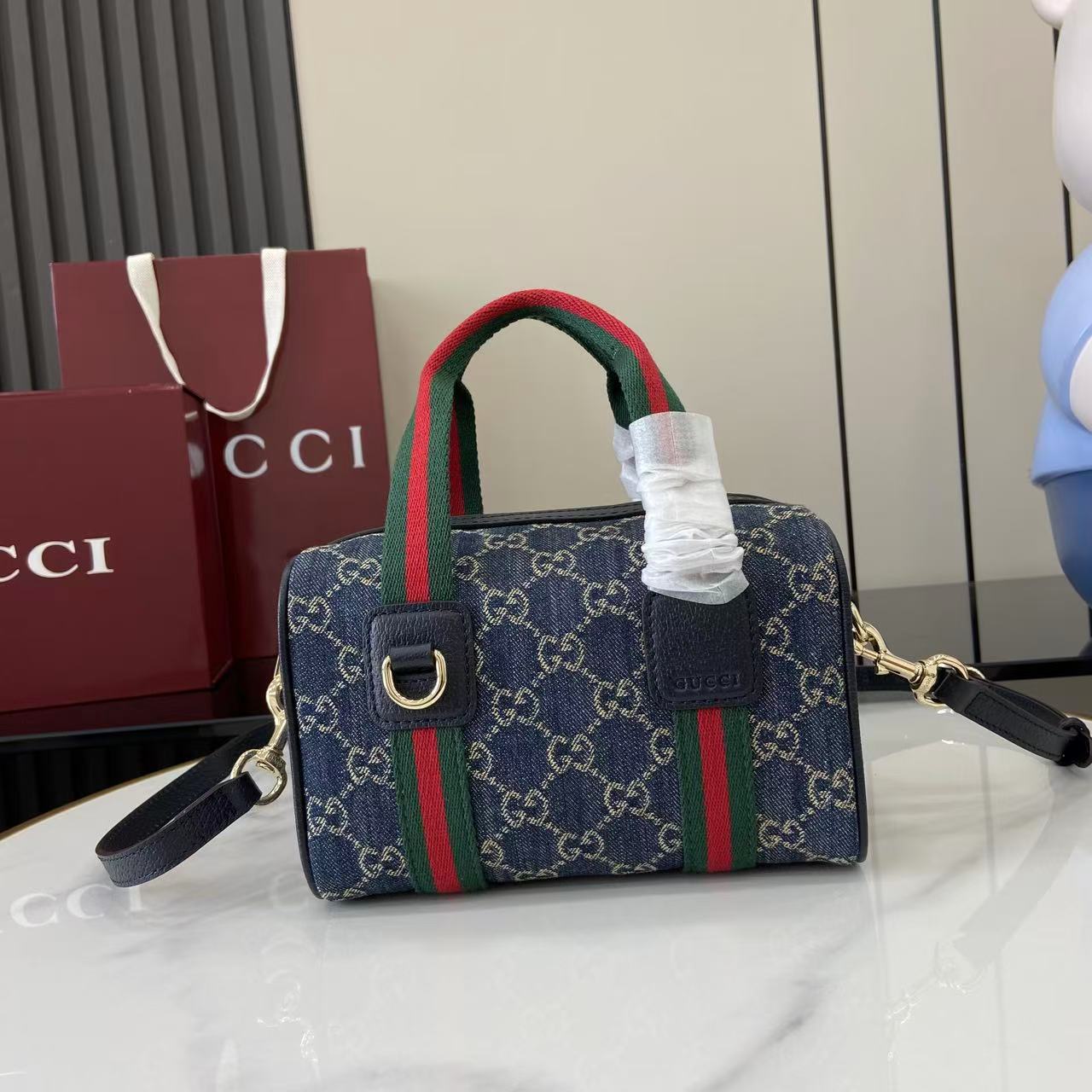 Bagsaaa Gvc*1 Mini GG handbag 859975 blue denim - 20cm