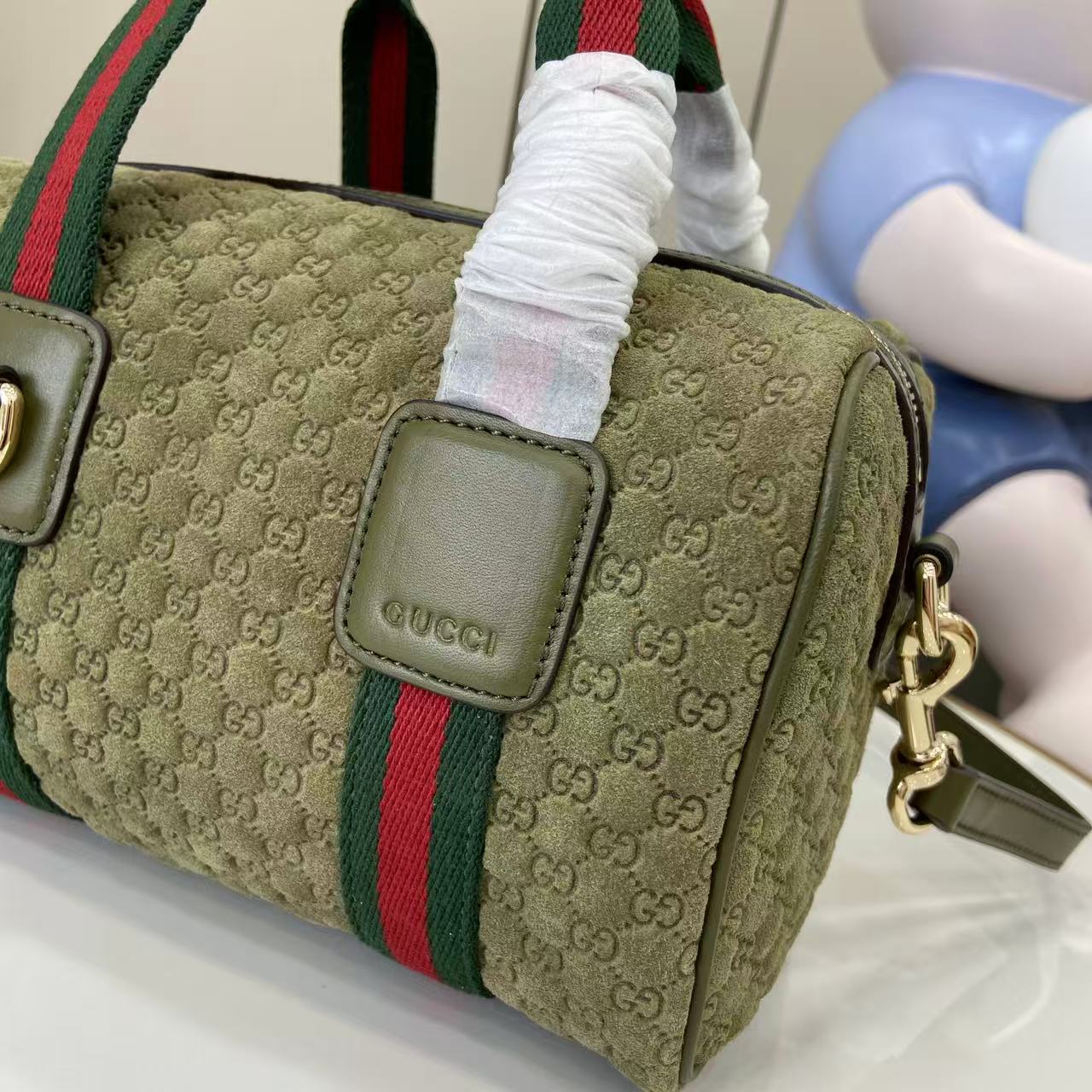 Bagsaaa Gvc*1 Mini GG handbag 859975 green suede - 20cm