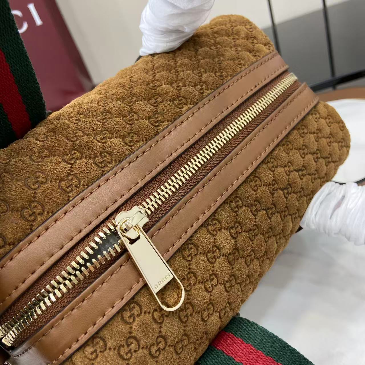 Bagsaaa Gvc*1 Mini GG handbag 859975 brown suede - 20cm