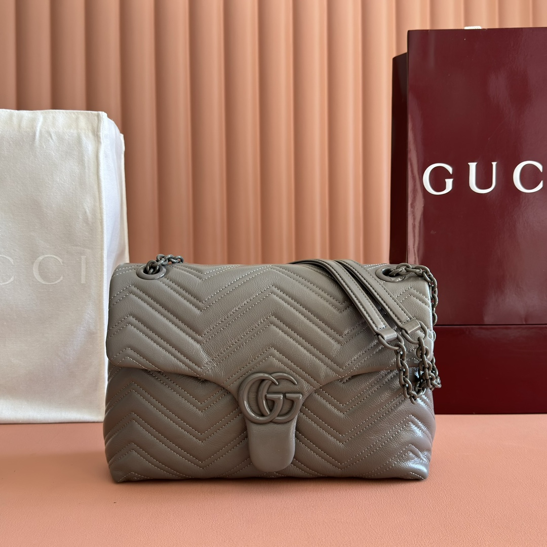 Bagsaaa Gvc*1 GG Marmont medium shoulder bag 850676 grey - 31cm