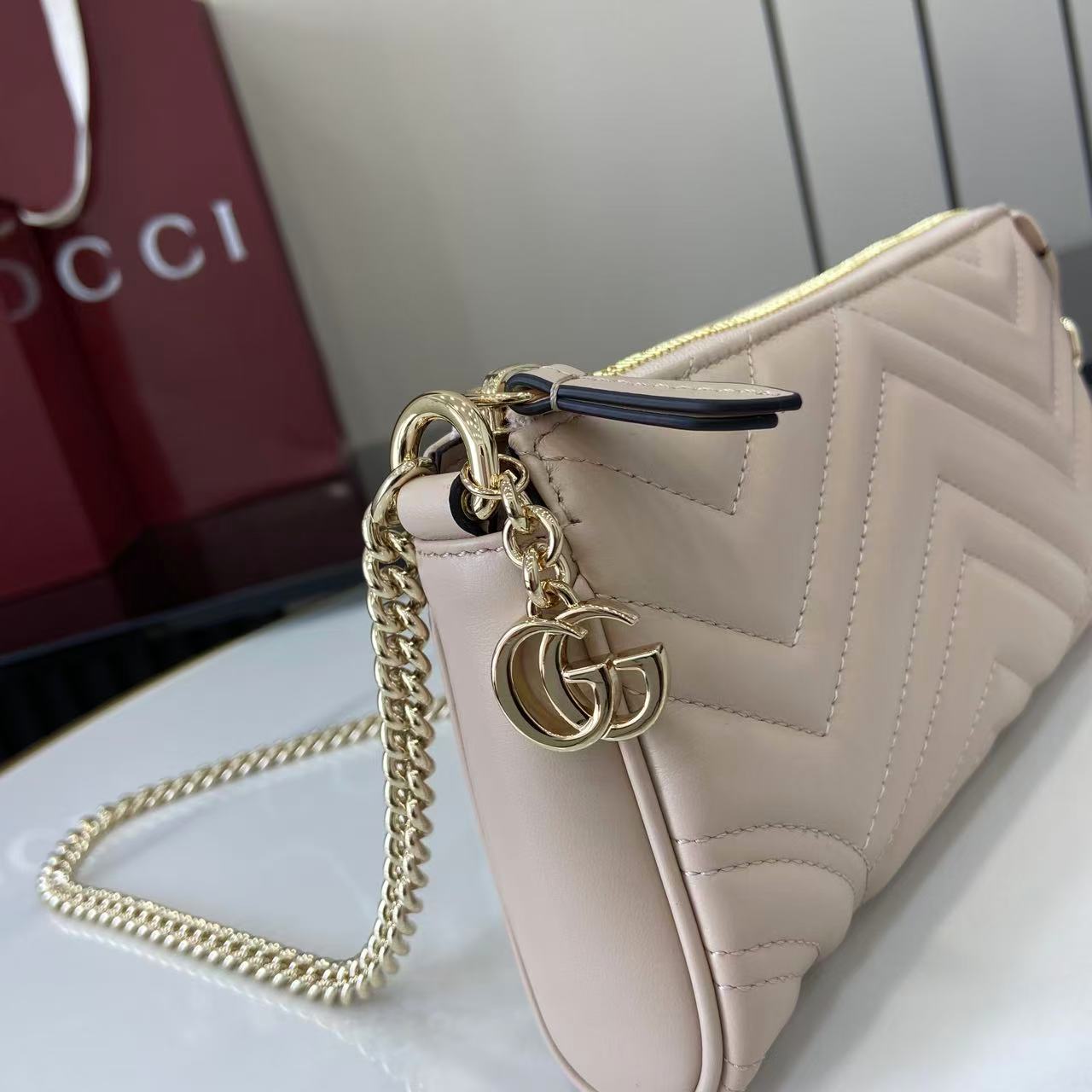 Bagsaaa Gvc*1 GG Marmont small shoulder bag 847589 light pink - 20cm
