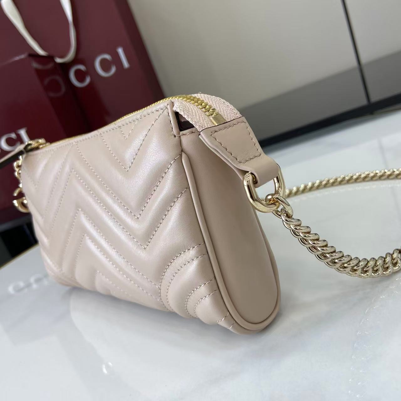 Bagsaaa Gvc*1 GG Marmont small shoulder bag 847589 light pink - 20cm