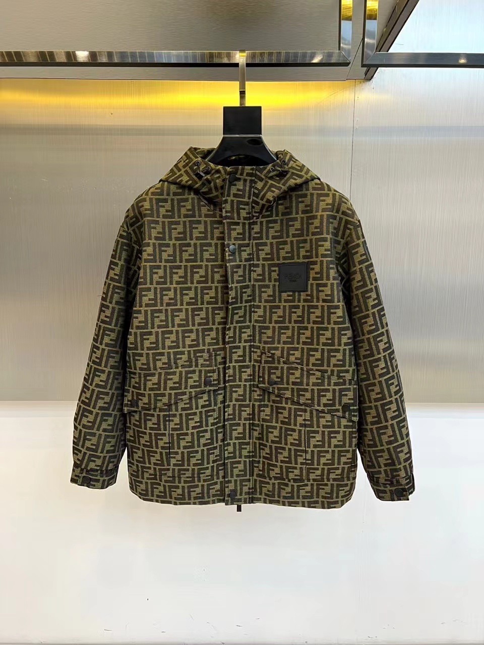 Bagsaaa F**di hooded jacket featuring the all-over FF logo print