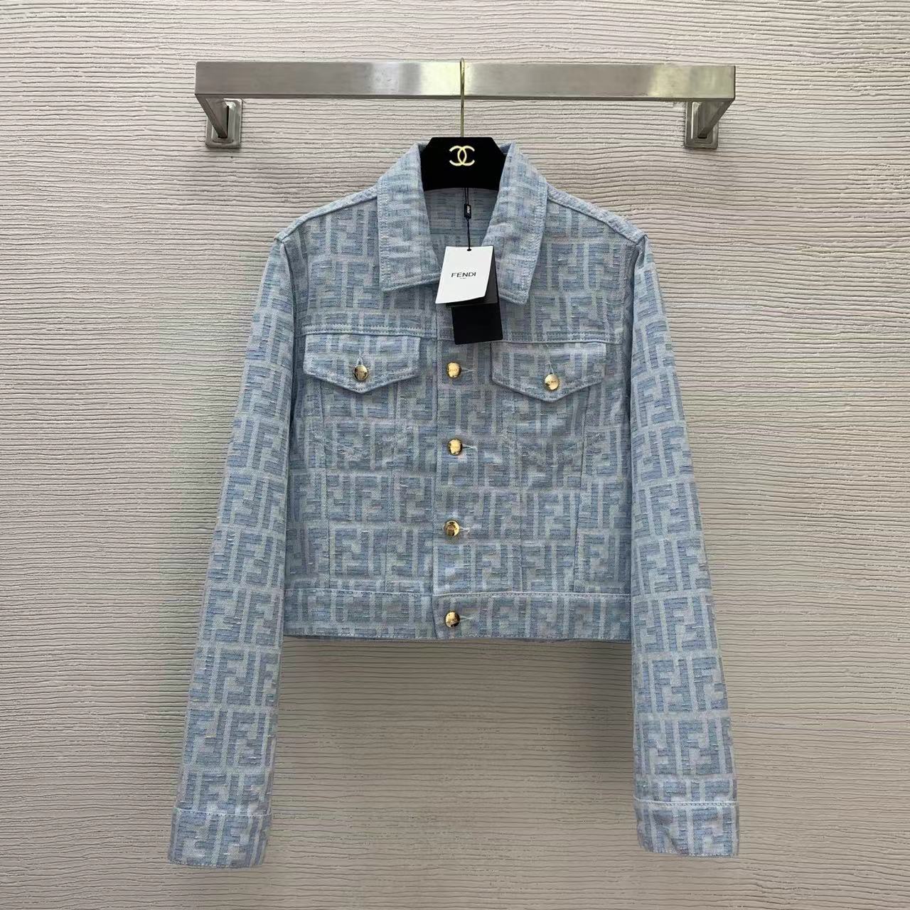 Bagsaaa F**di FF jacquard denim jacket