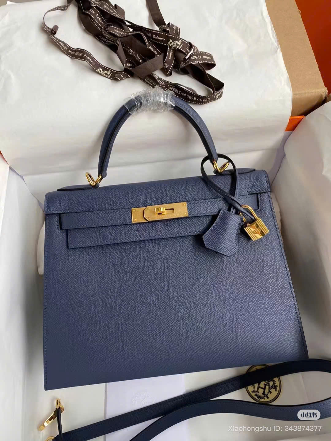 Bagsaaa H**me5 Kelly Blue Epsom Leather - 25cm