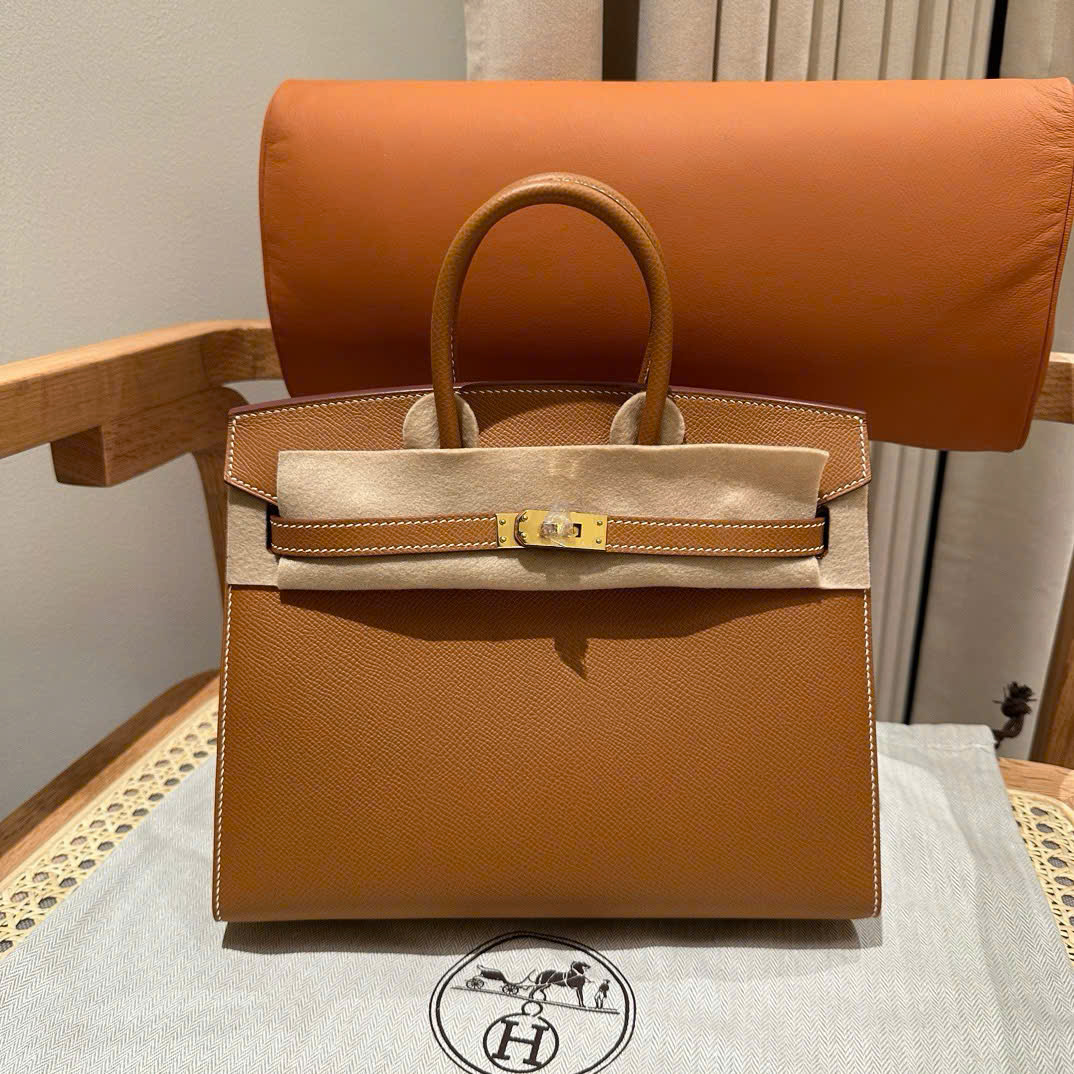 Bagsaaa H**me5 birkin 25 brown epsom & gold