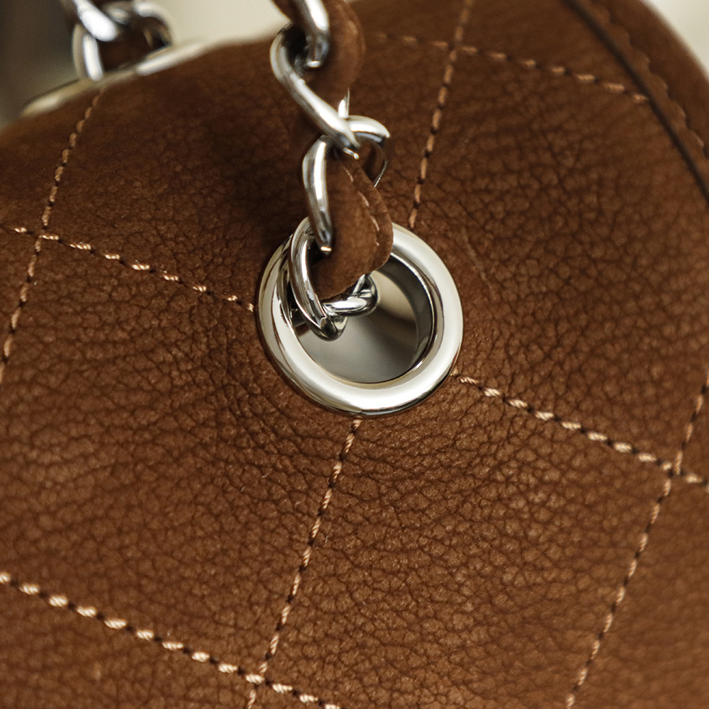 Bagsaaa Ch**el Split Pocket Flap Bag in brown suede - 35cm