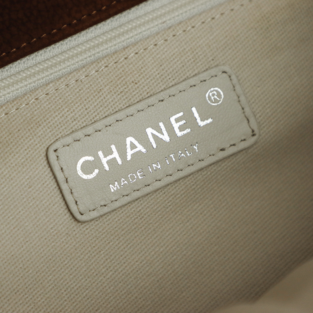 Bagsaaa Ch**el Split Pocket Flap Bag in brown suede - 35cm