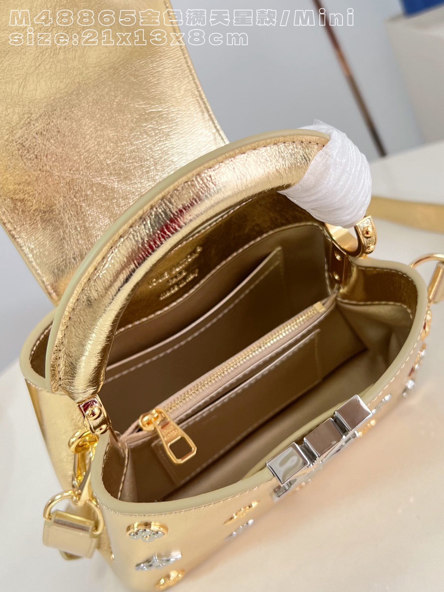 Bagsaaa L0vis Vvtt0n Capucines Mini handbag in metallic gold - 21cm