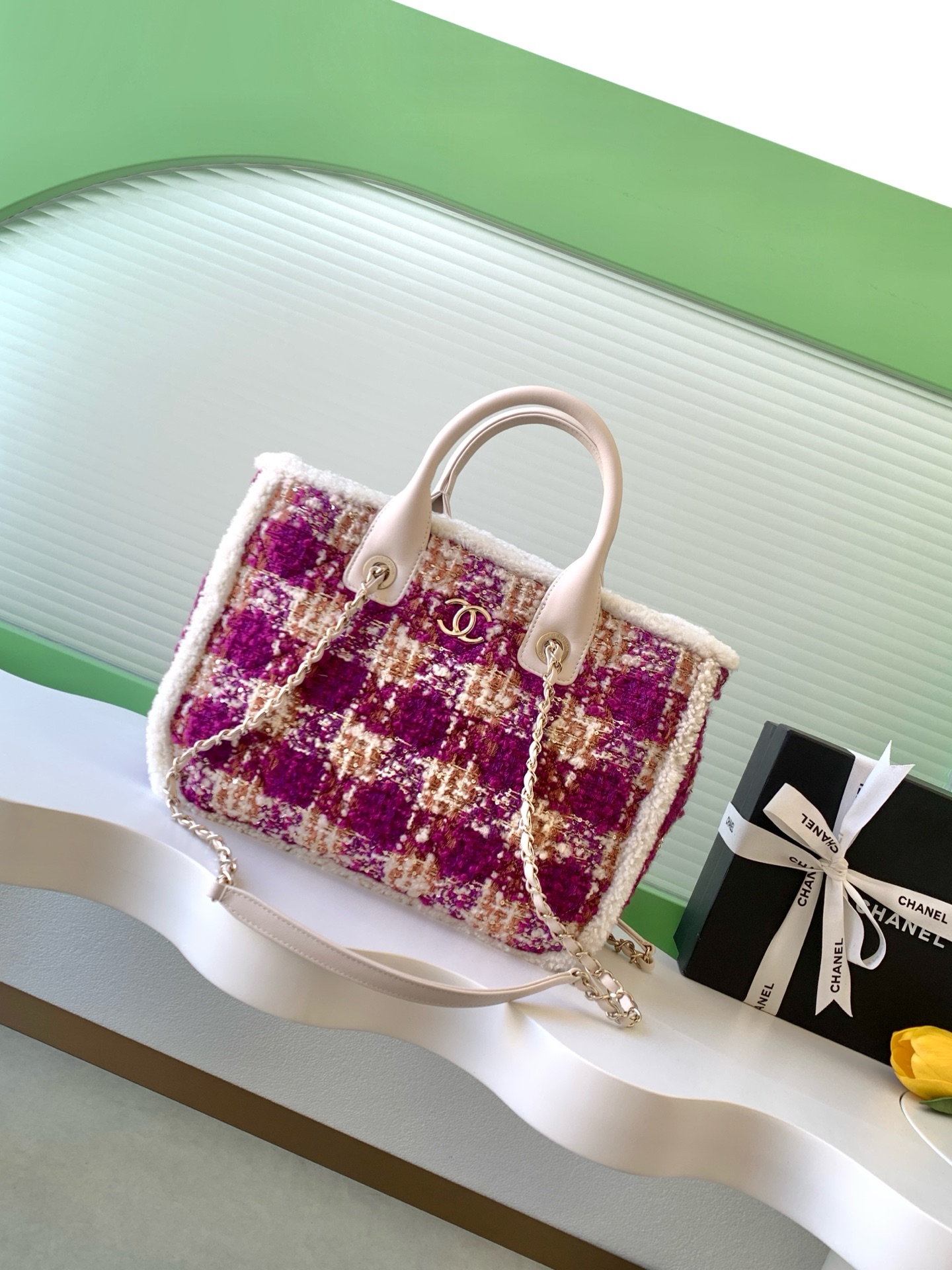 Bagsaaa Ch**el Small Shopping Bag AS5688 Purple -24 x 33.5 x 11cm
