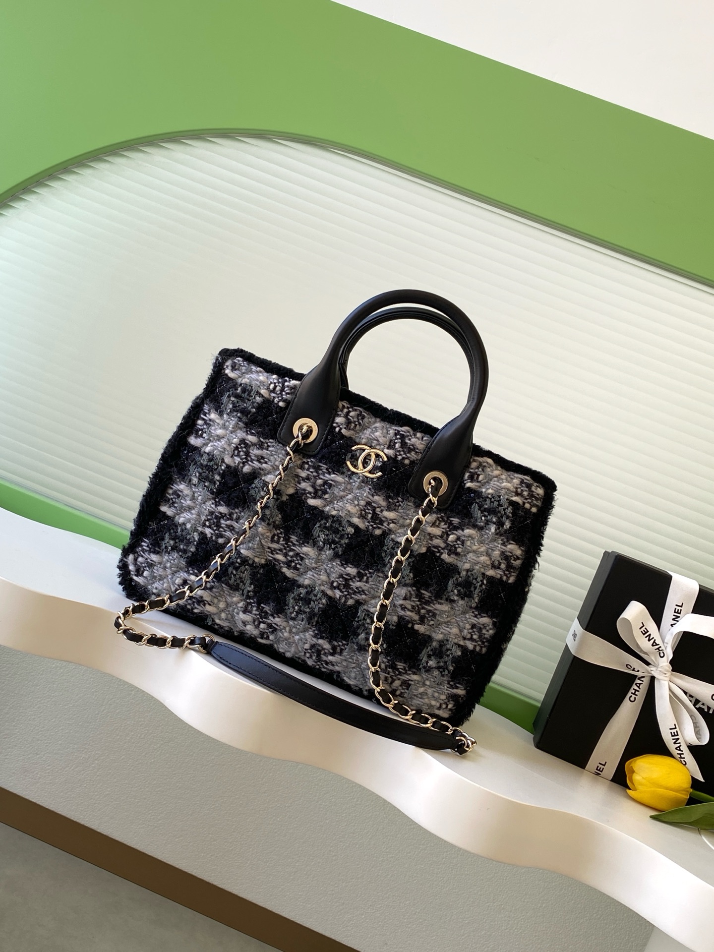 Bagsaaa Ch**el Small Shopping Bag AS5688 Black - 24 x 33.5 x 11cm