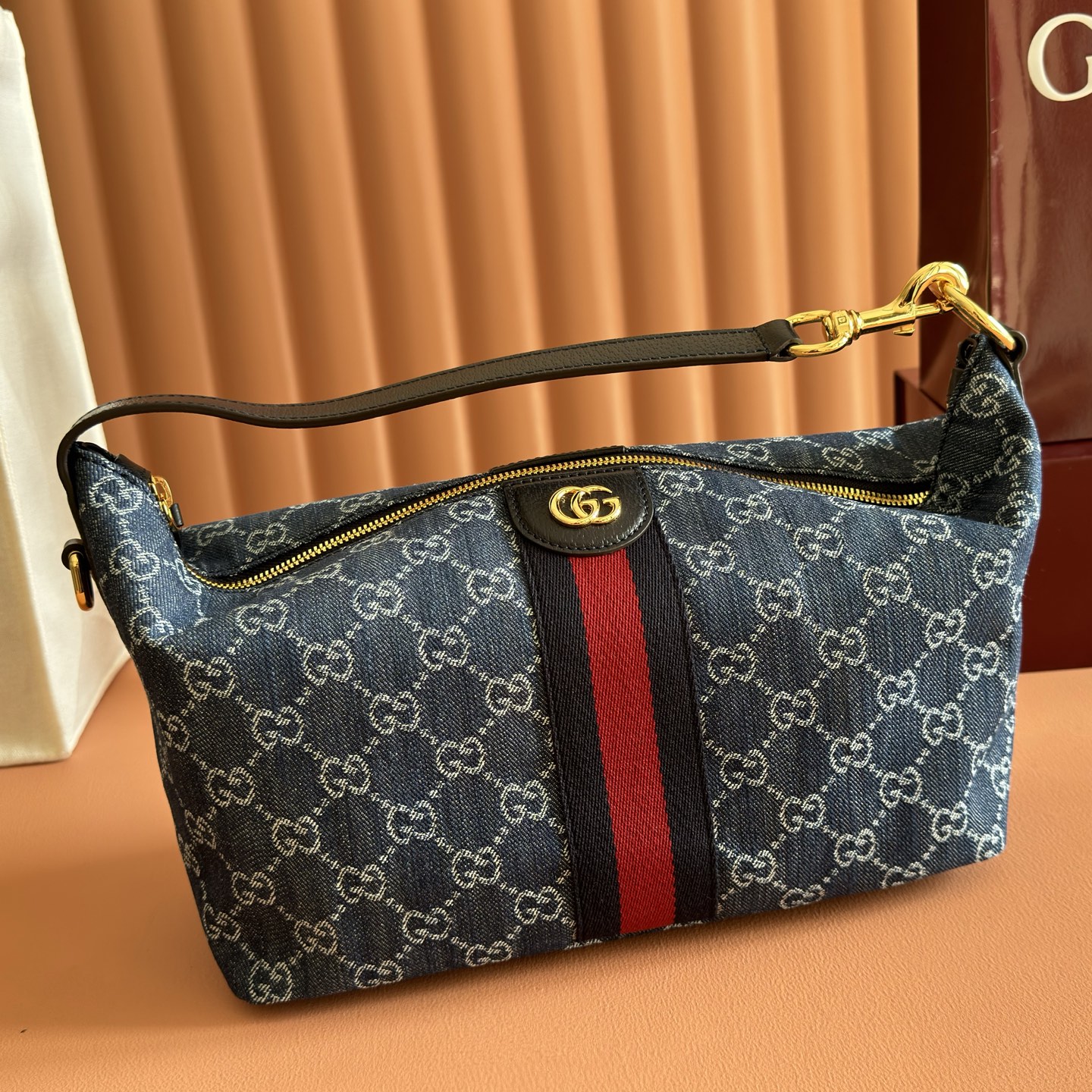 Bagsaaab Gvc*1 Vanity medium top handle bag 857799 blue denim - 27.5cm