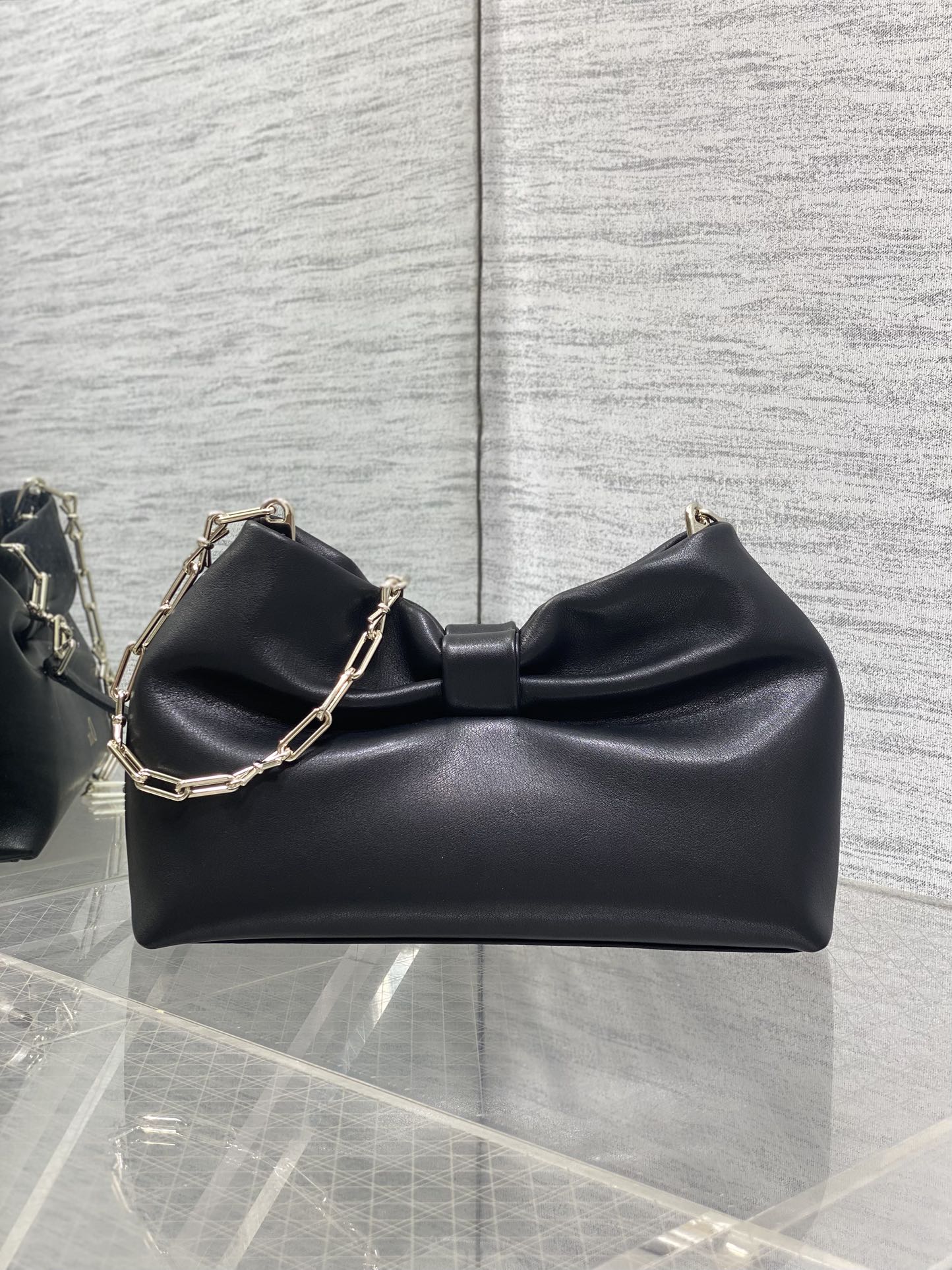Bagsaaa Small D10r Bow Bag Black Lambskin - 26cm
