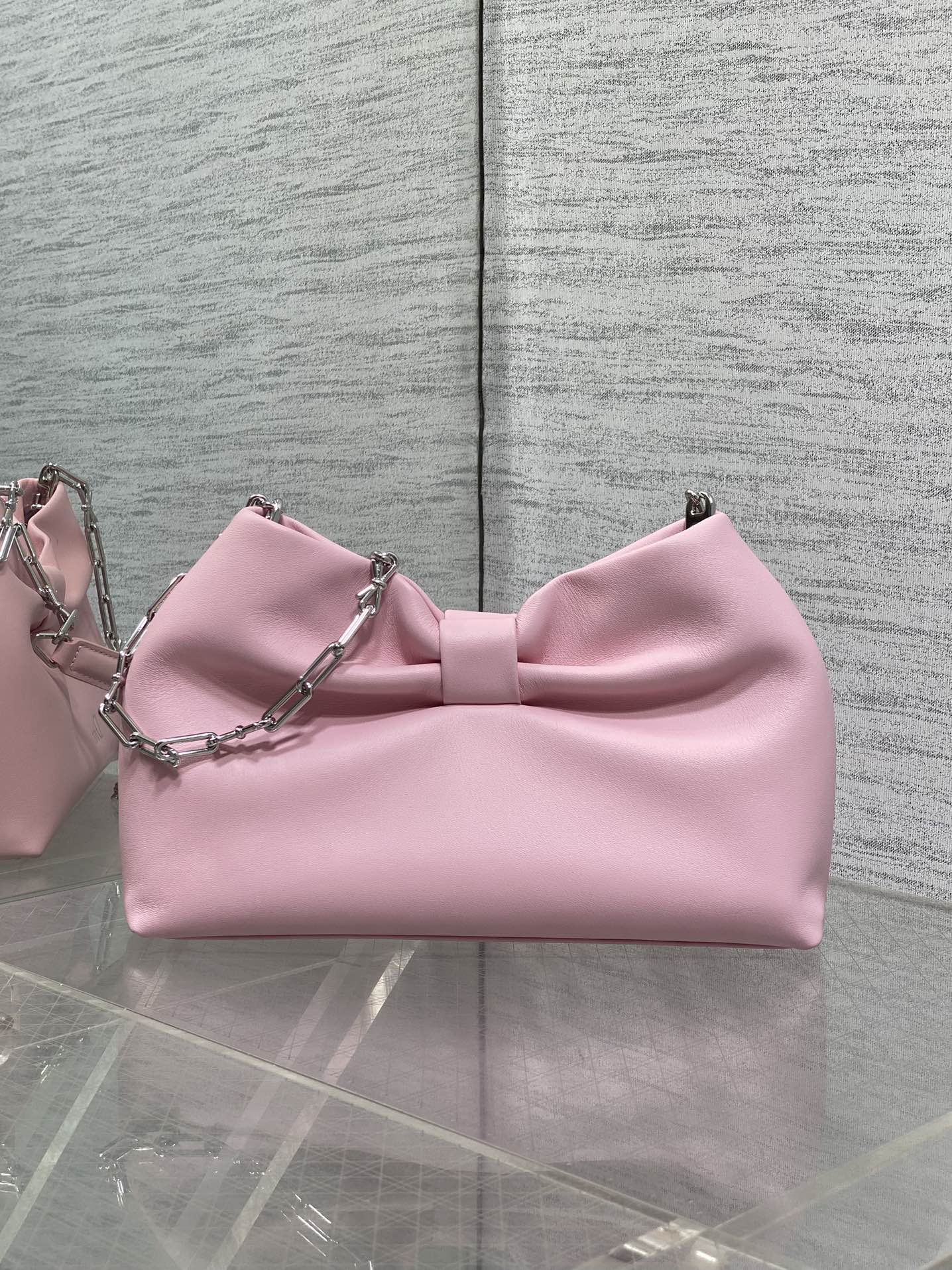 Bagsaaa Small D10r Bow Bag Pink Lambskin - 26cm