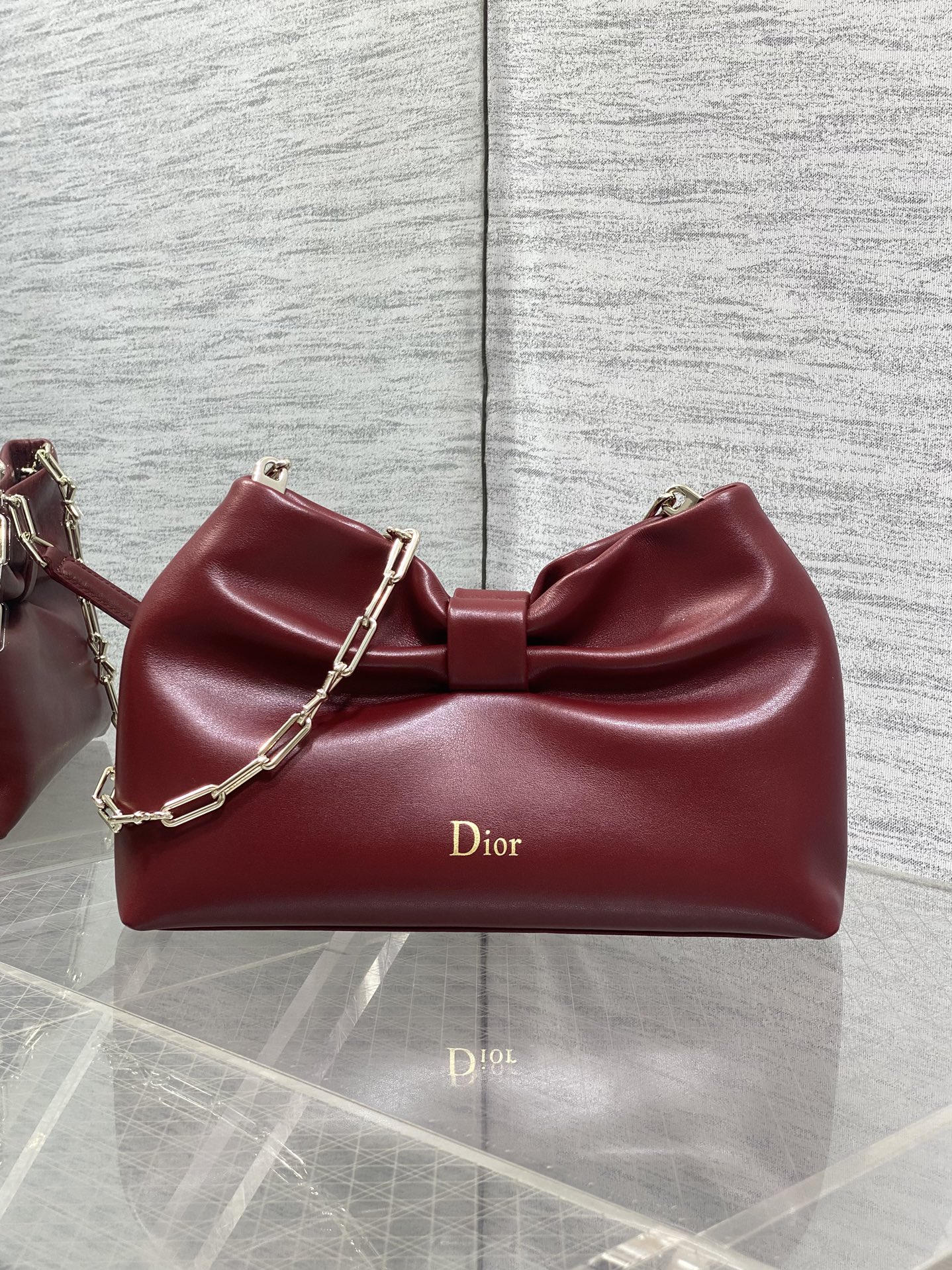 Bagsaaa Small D10r Bow Bag Red Lambskin - 26cm