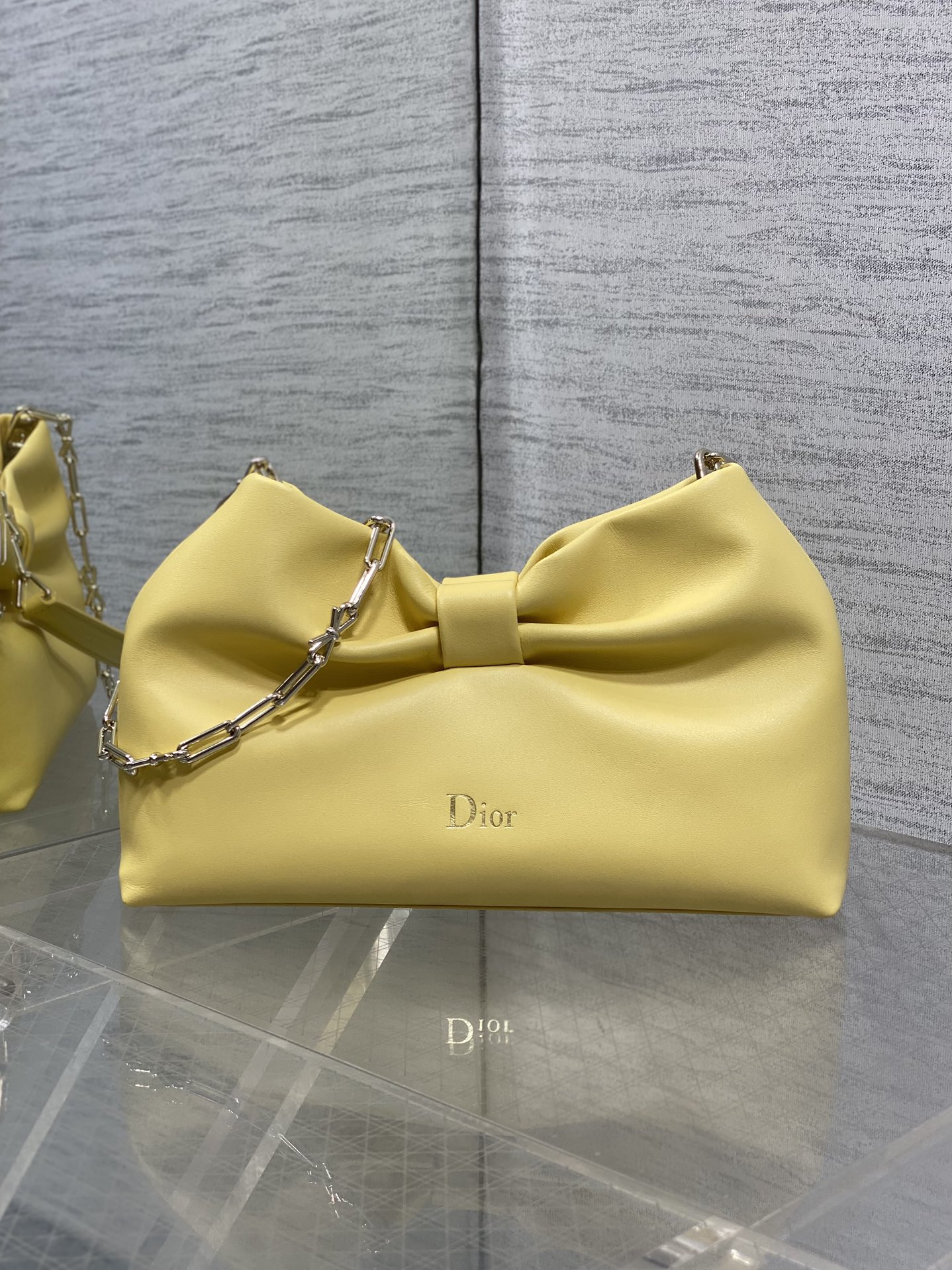 Bagsaaa Small D10r Bow Bag Yellow Lambskin - 26cm