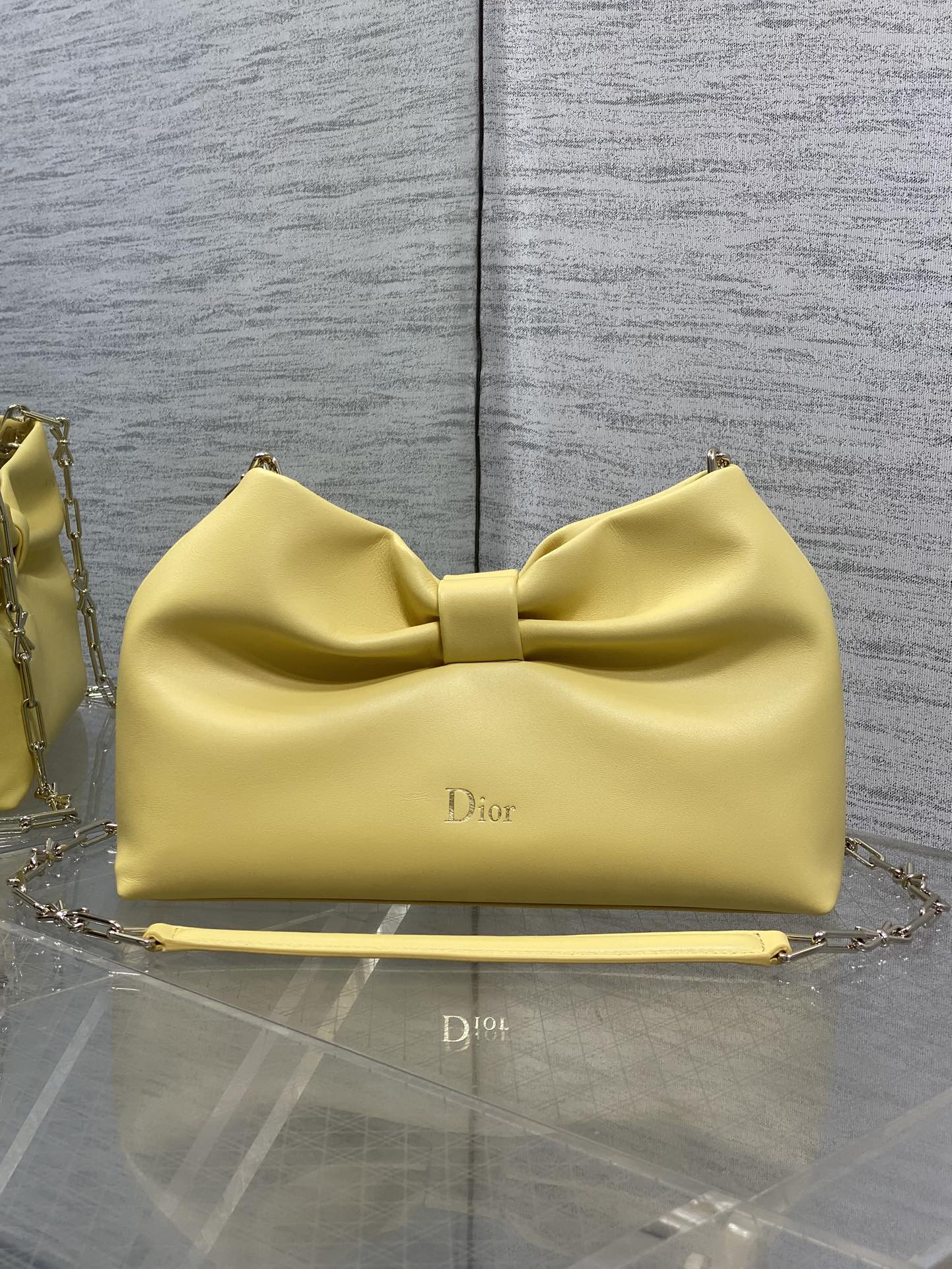 Bagsaaa Small D10r Bow Bag Yellow Lambskin - 26cm