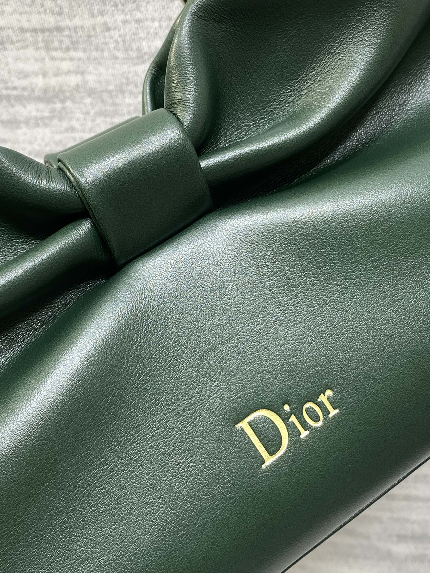 Bagsaaa Small D10r Bow Bag Dark Green Lambskin - 26cm