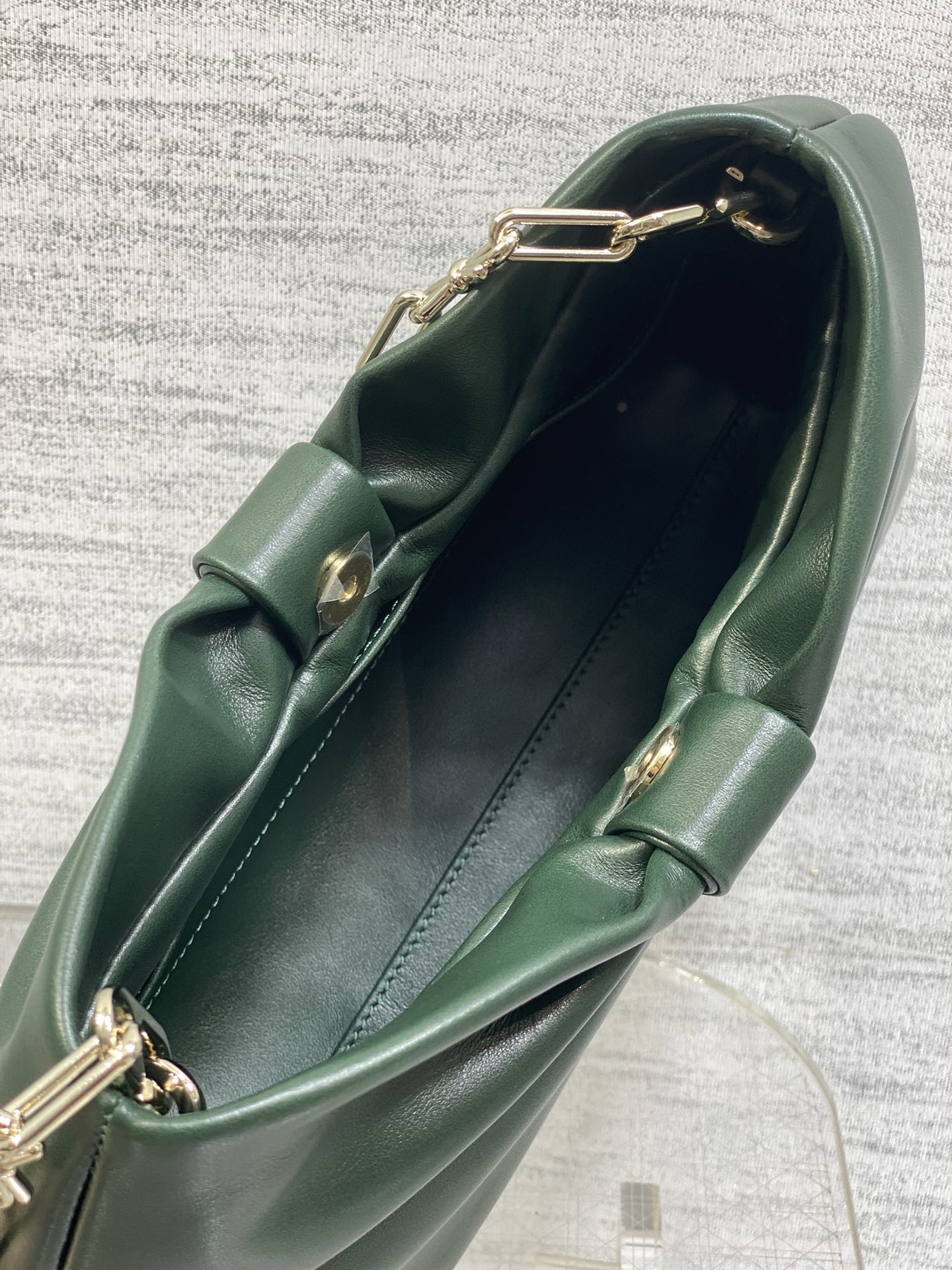 Bagsaaa Small D10r Bow Bag Dark Green Lambskin - 26cm