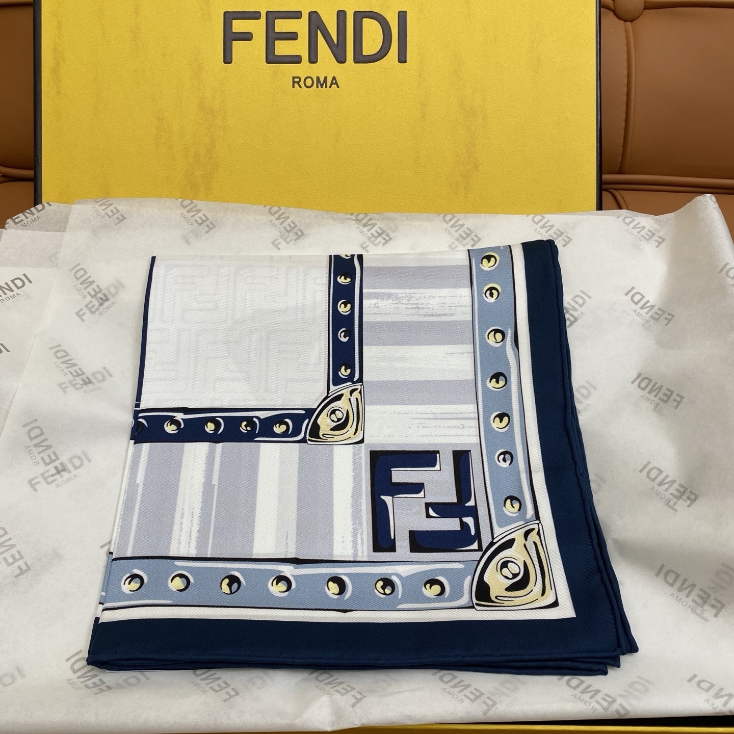 Bagsaaa F**di Foulard blue silk scarf