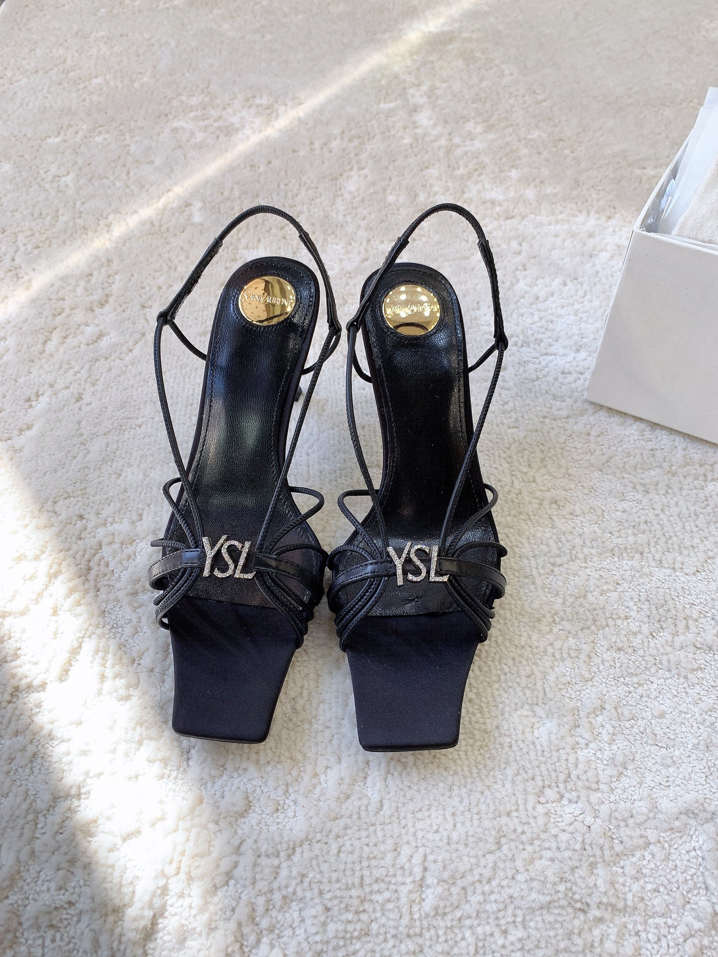 Bagsaaa Y51 Jerry sandals in smooth leather black - 8cm