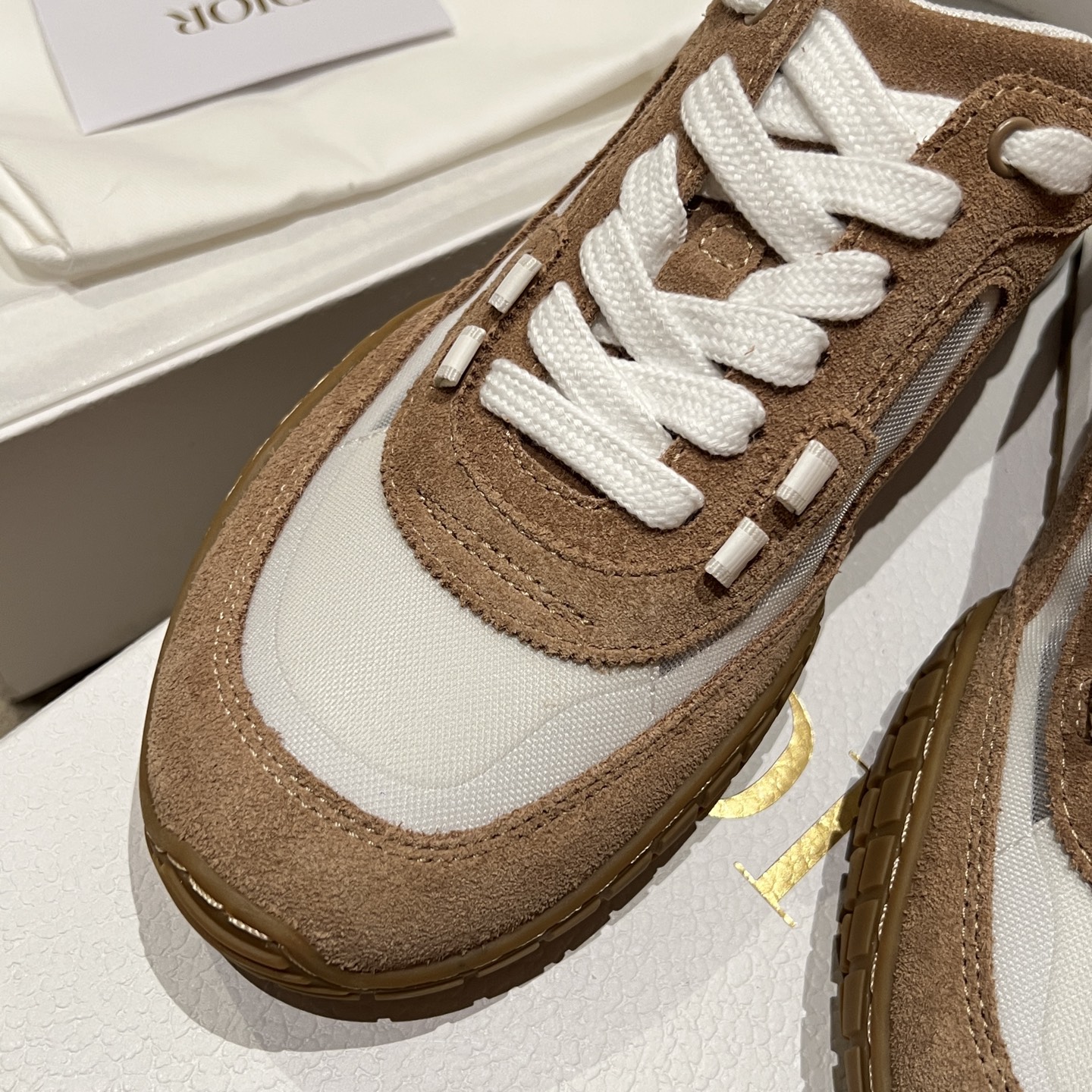 Bagsaaa D10r Tech Sneaker Rope Brown Suede Calfskin and Transparent Mesh