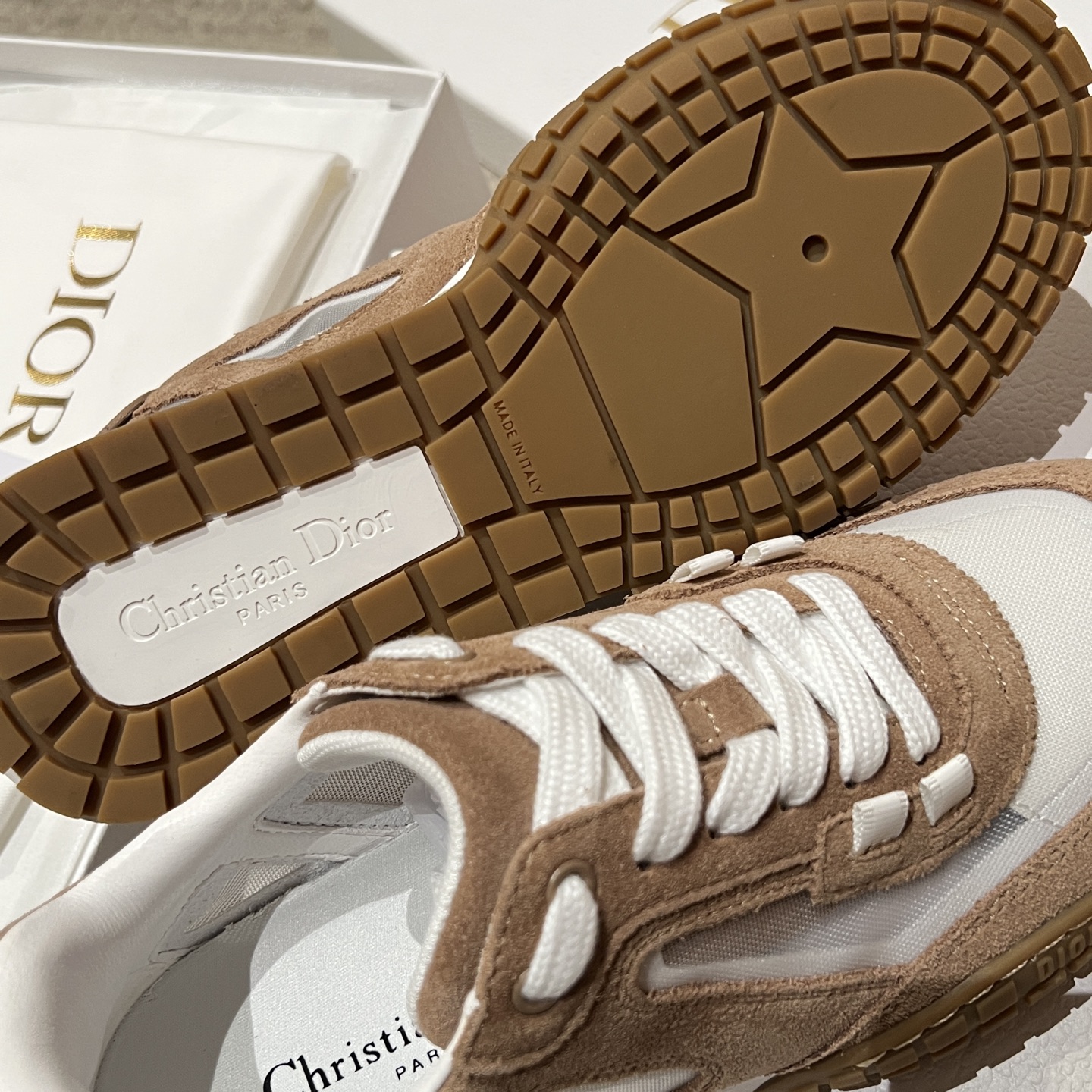 Bagsaaa D10r Tech Sneaker Rope Brown Suede Calfskin and Transparent Mesh