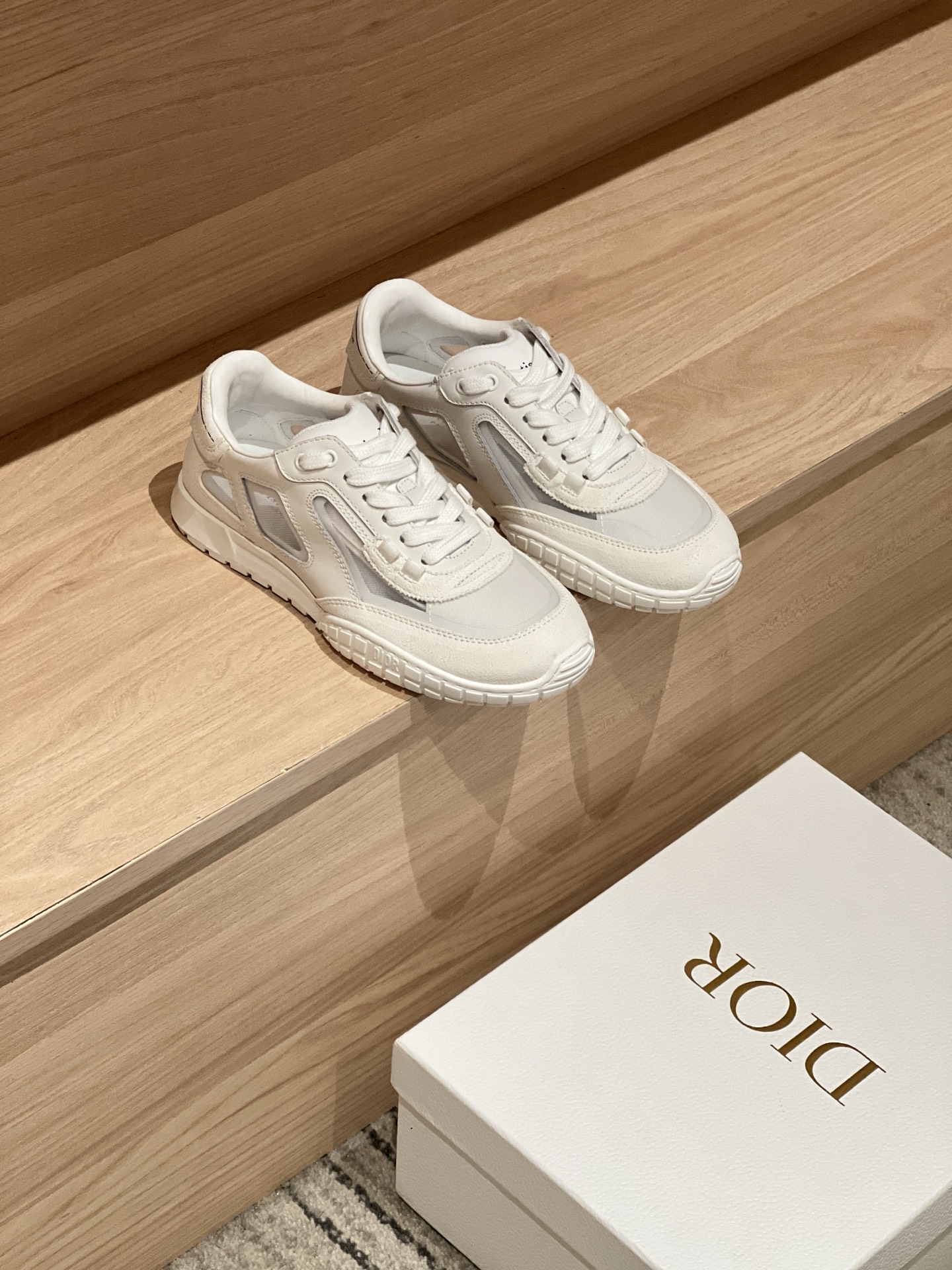Bagsaaa D10r Tech Sneaker Rope White Suede Calfskin and Transparent Mesh