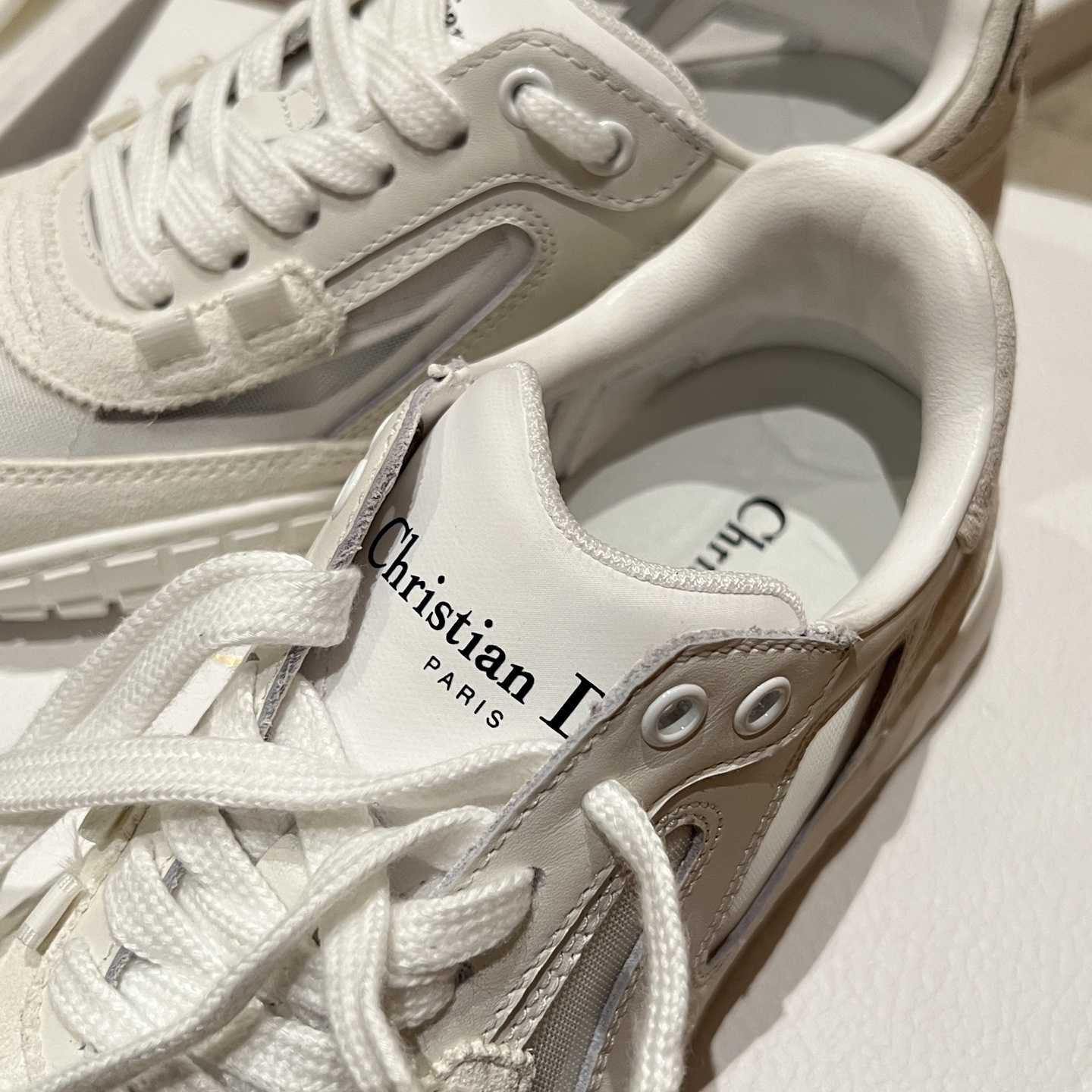 Bagsaaa D10r Tech Sneaker Rope White Suede Calfskin and Transparent Mesh