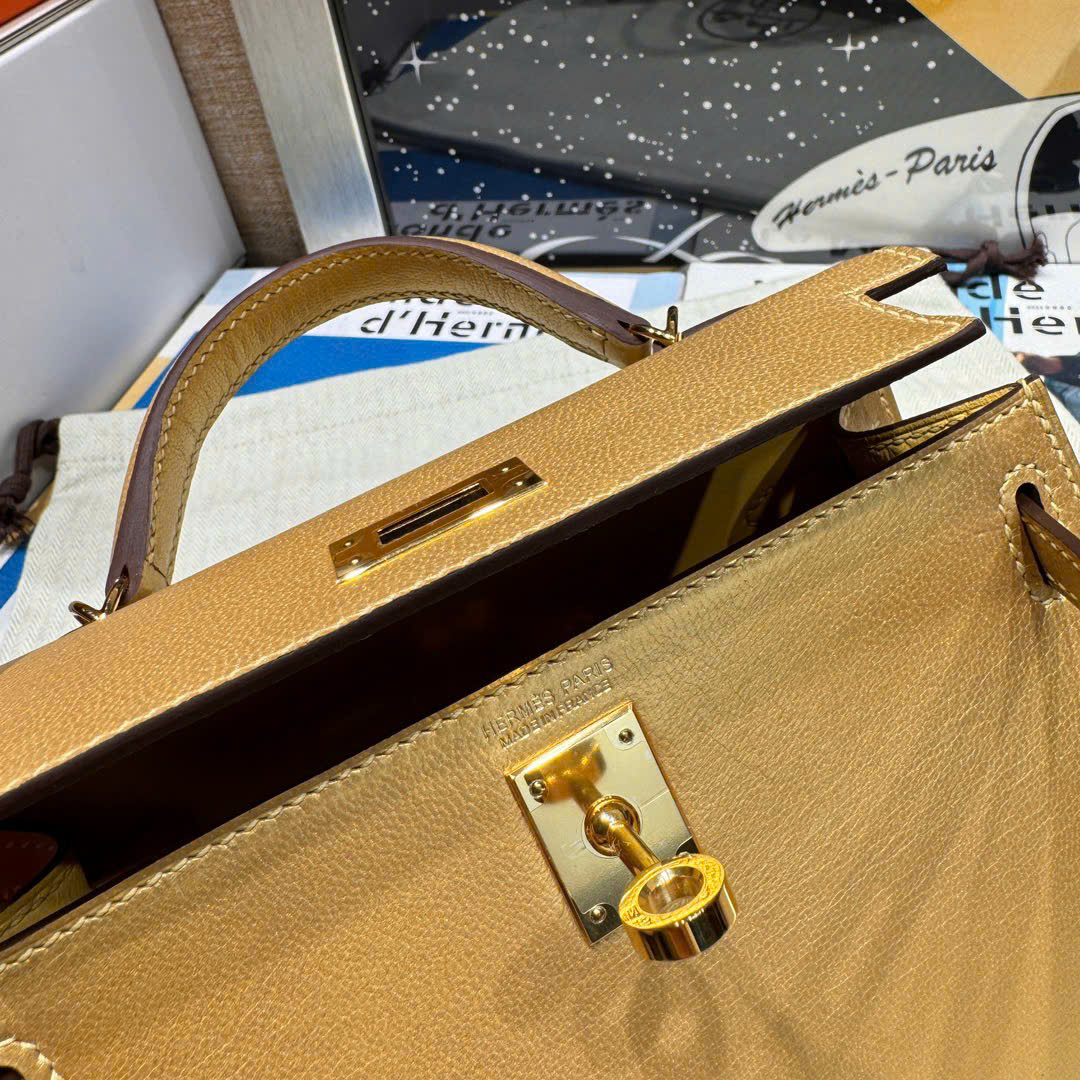 Bagsaaa H**me5 mini kelly II generation Y9 gold - 19cm