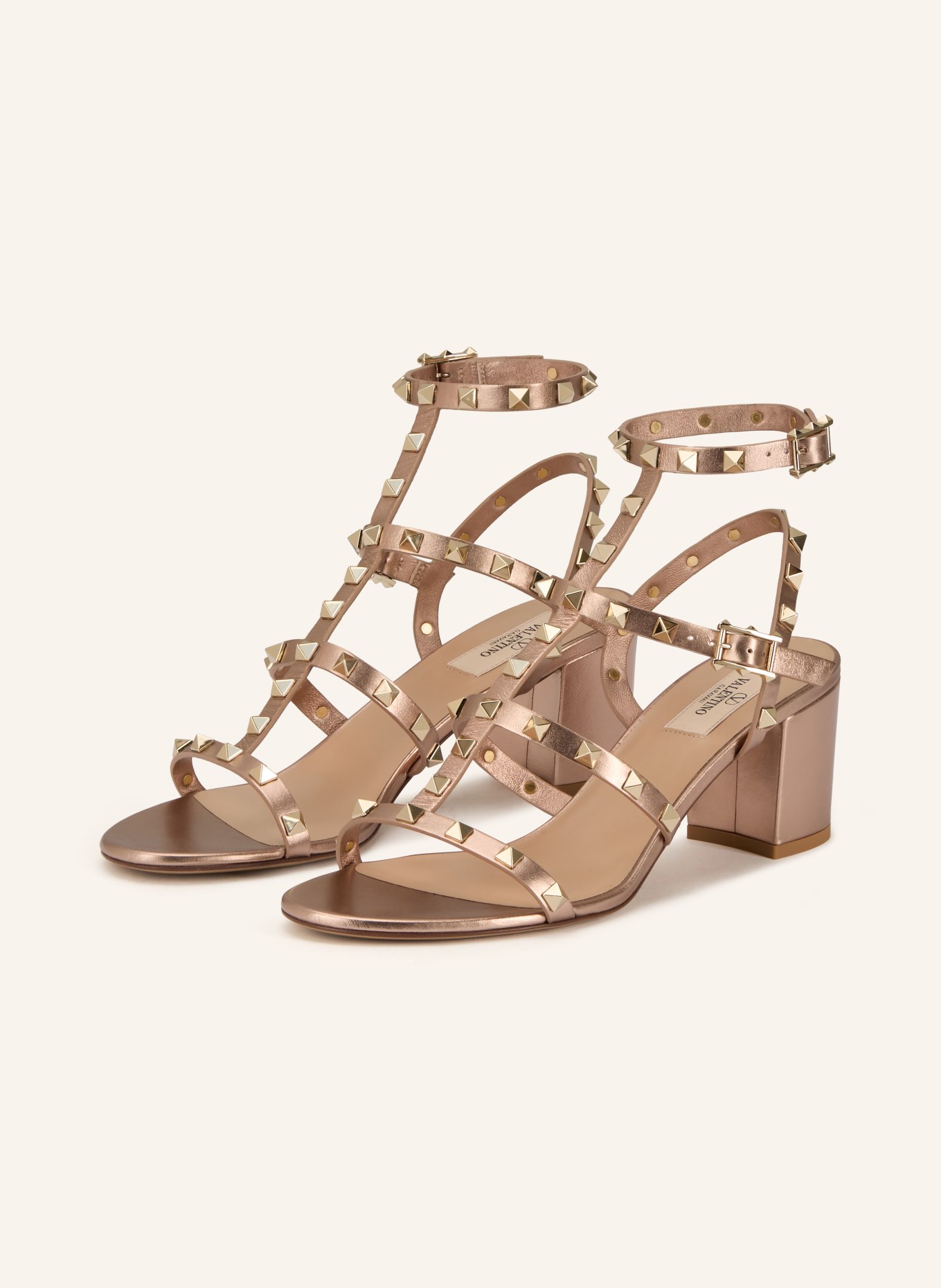 Bagsaaa Va1e*ntin0 GARAVANI ROCKSTUD 60 sandals pink gold